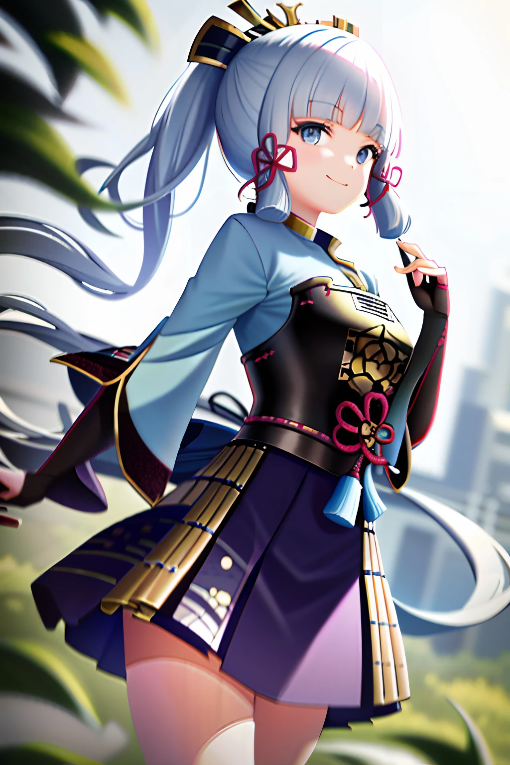 masterpiece, highres, best quality, 1girl solo, kamisato_ayaka, smile, kimono