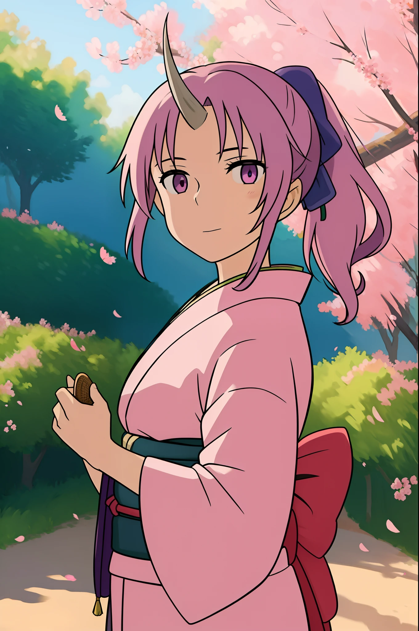 ((best quality)), ((masterpiece)), (detailed), 
1girl, pixel-Shion, kimono, outdoor, sakura tree, upper body, cowboy shot, miyazaki hayao