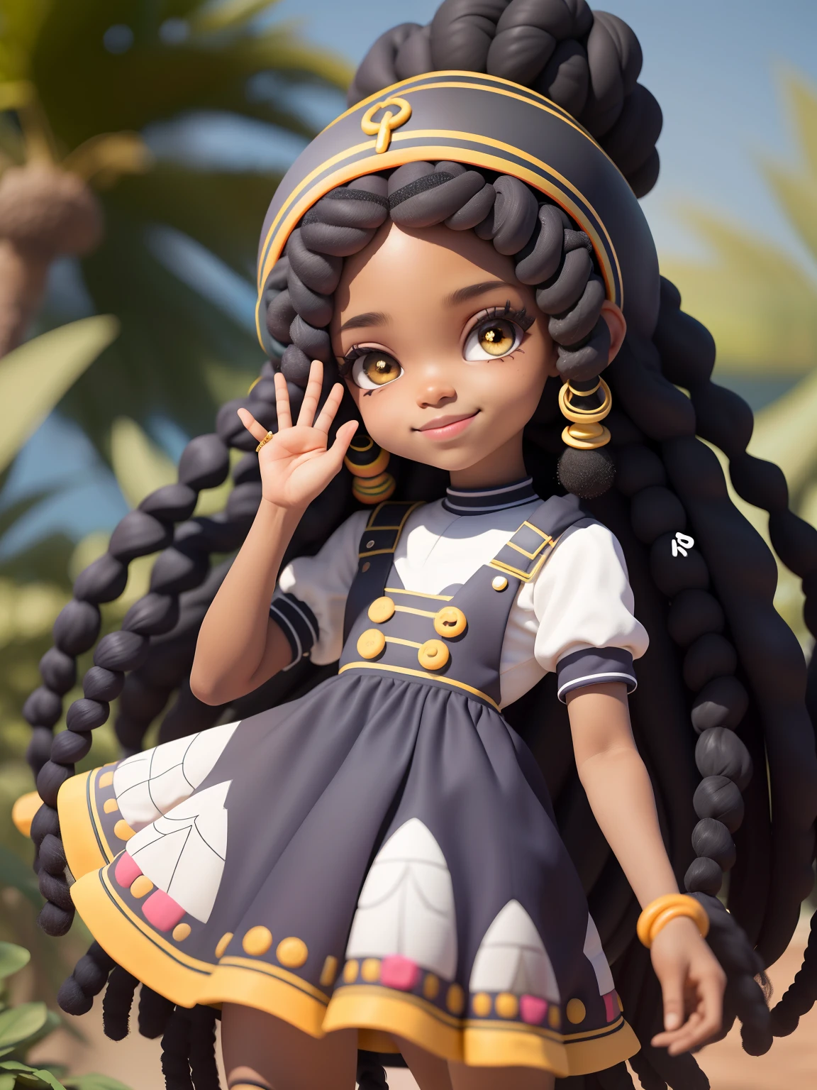 Nigerian girl, Disney style , coffee color sunburned with depth,High shooter speed, speed sync, Canon R5,85mm, feliz de 15 anos (marrom:1) afro: 1.25 Estilo Pixar: 1.25 afro: 2.40 (((sozinho))) cabelos cacheados: 2.3, (corpo inteiro: 2.32) vestindo vestido floral sapato preto,, Hair messed up by the wind, desenho animado sentada numa rua da cidade, arte digital detalhada bonito, painting digital adorable, Cartoon style illustration, stylized digital illustration, stunning digital illustration, bela arte digital, arte de pintura digital dos desenhos animados, pintura digital dos desenhos animados 3D, Beautiful digital illustration, Arte infantil em Artstation, detailed digital illustration, arte digital detalhada, digital illustation, exquisite digital illustration, 8k , Add green white green flag, Nigerian, green outfit