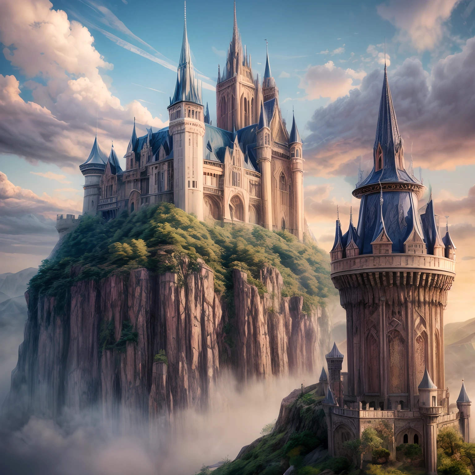 anime scene of a tree with a castle in the background, concept art by Kamagurka, pixiv contest winner, fantasy art, anime background art, anime concept hdr anime macmanus, 4k highly detailed digital art, background artwork, anime epic artwork, anime scenery concept art, 4k detailed digital art, made of tree and fantasy valley,