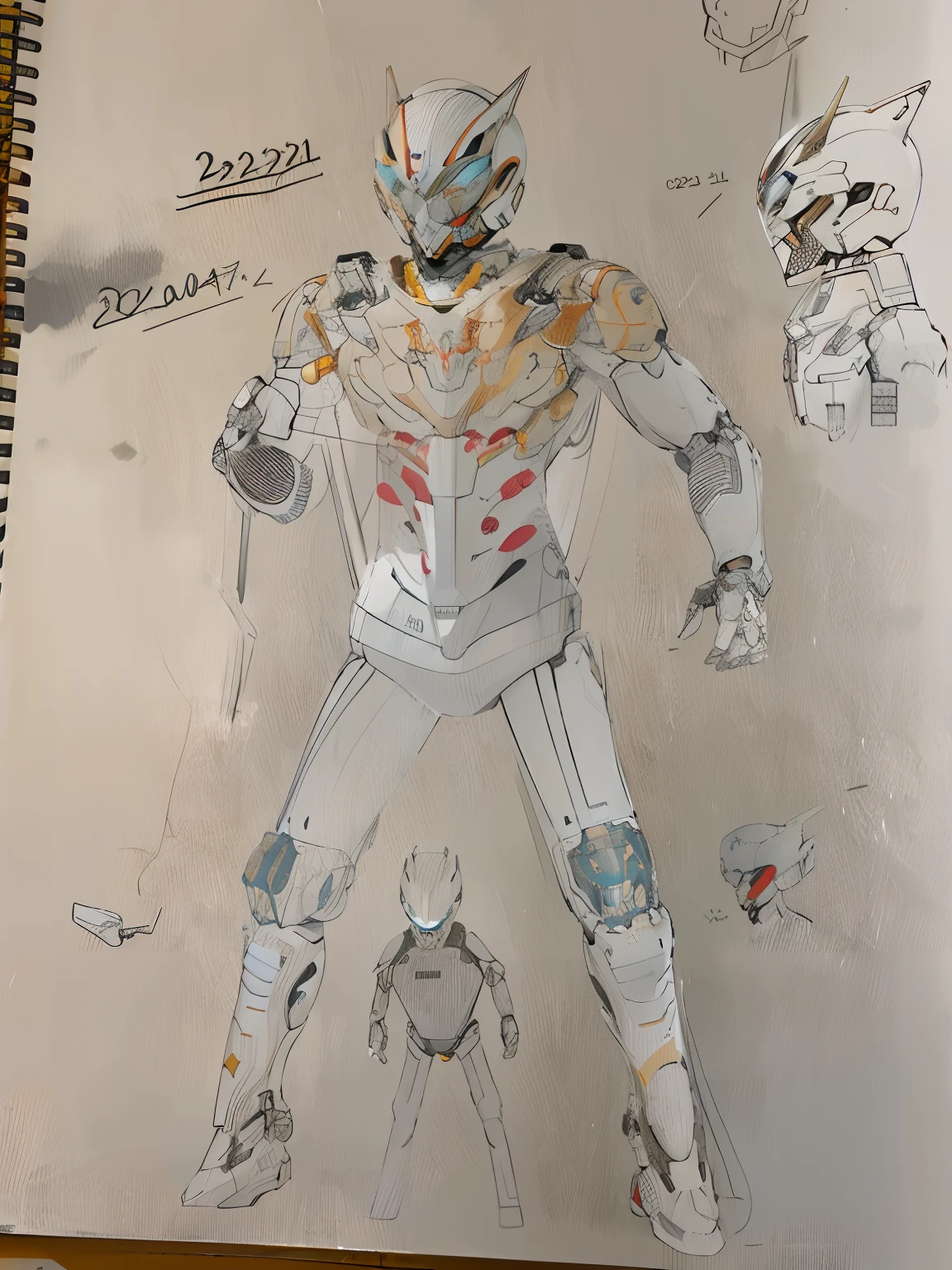 Close-up of a picture of a robot wearing a helmet, detailed full-body concept, new costume concept design, full body concept, concept art 2022, clear outfit design, Concept Armor, Humanoid form, 2022 anime style, 2 0 2 2 anime style, full body character concept, kamen rider character