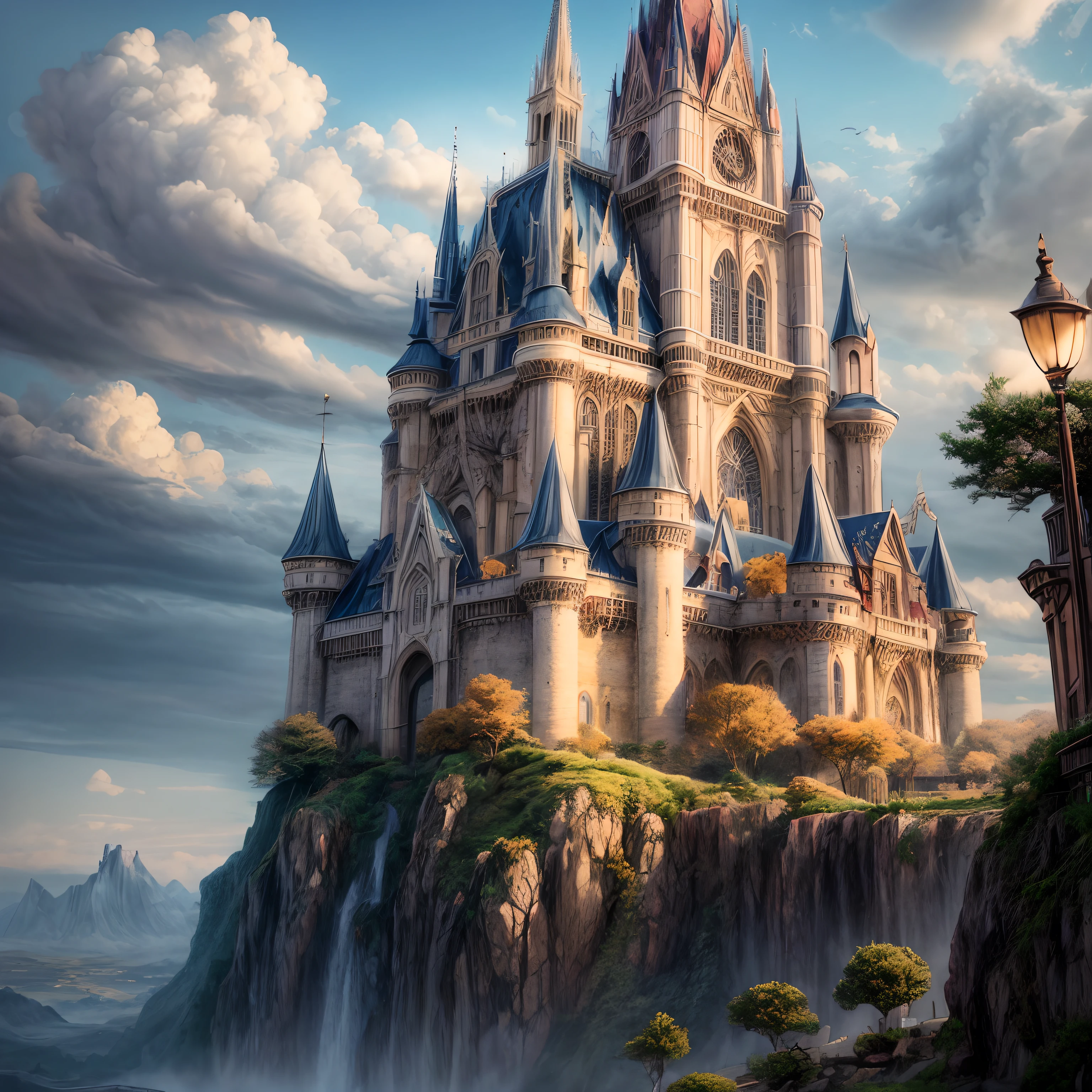 anime scene of a tree with a castle in the background, concept art by Kamagurka, pixiv contest winner, fantasy art, anime background art, anime concept hdr anime macmanus, 4k highly detailed digital art, background artwork, anime epic artwork, anime scenery concept art, 4k detailed digital art, made of tree and fantasy valley,