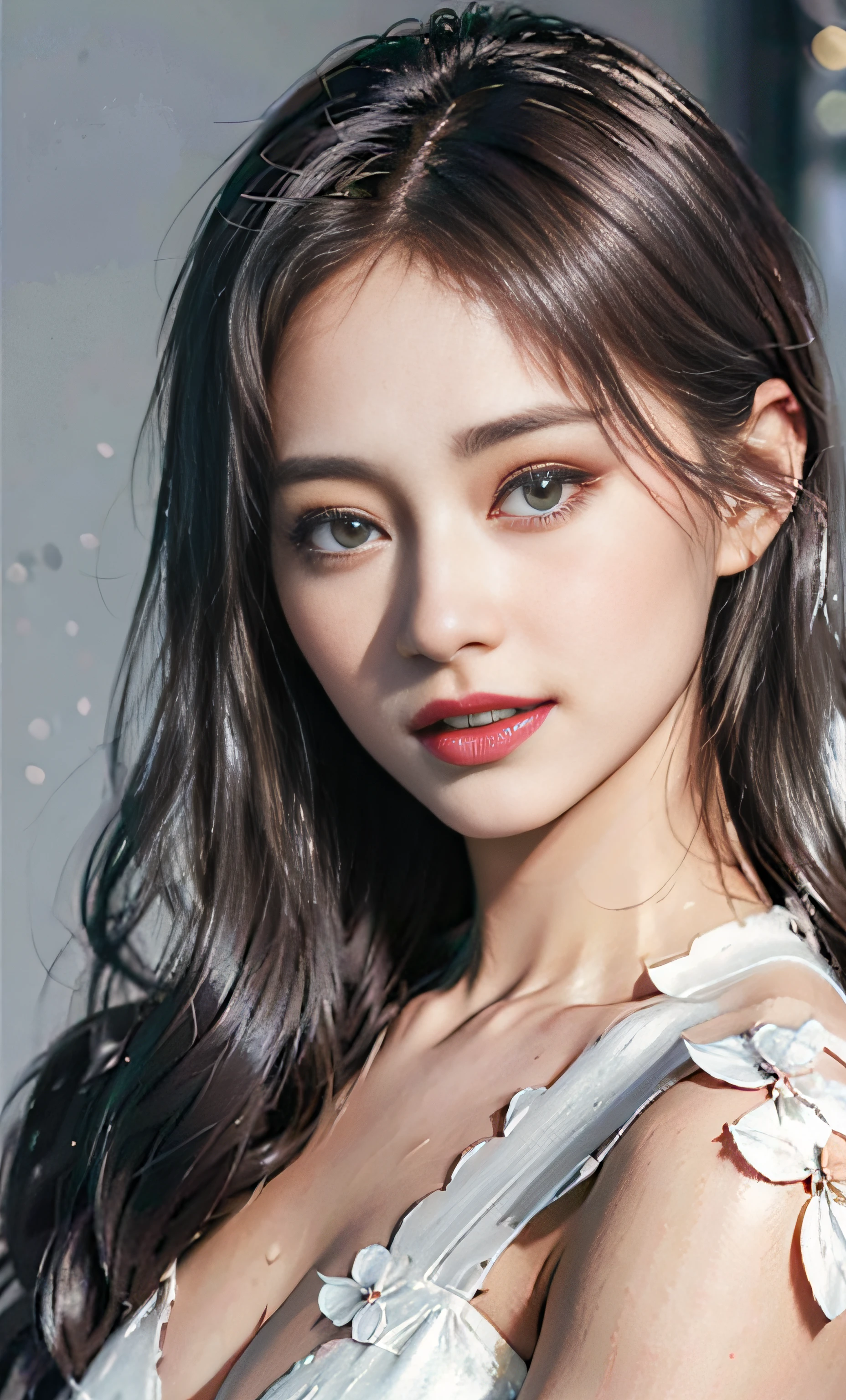 Daisy Johnson, sexy outfit, white wall, (8k, RAW photo, photorealistic: 1.25), (lots of lip gloss, lots of eyelashes, smile, top quality, ultra high resolution, depth of field, chromatic aberration, causticism, wide light, natural colors, Japan people, slr image quality, realistic Japan beauty, gravure idol, skin type, adult
