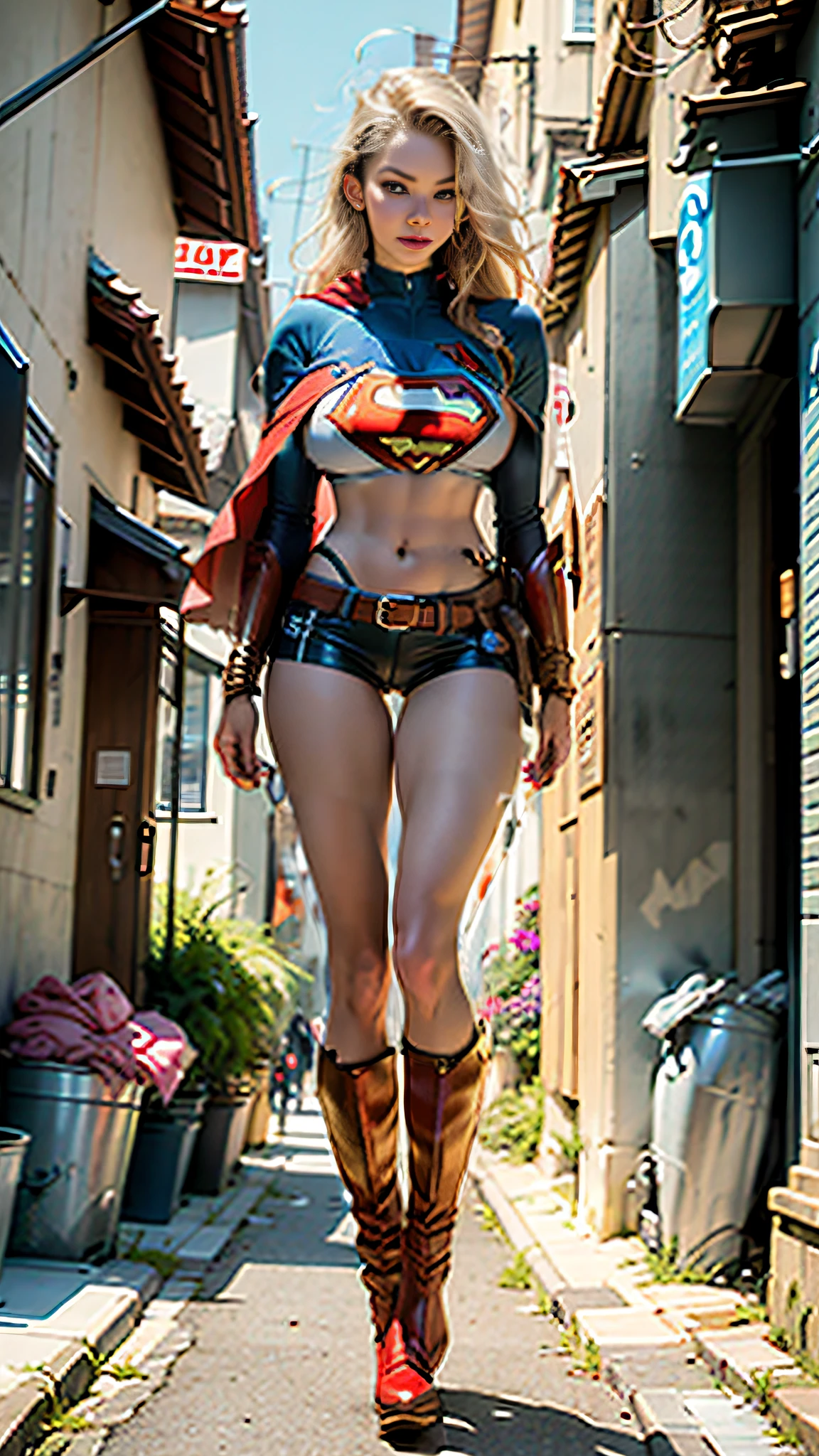 Outdoor,Ocean,masterpiece,high quality,structure_Came, 1 Girl, alone, Big Breasts, Red gloves, belly button, Brown eyes, Nipples, nude, Red Boots, Pussy, High heels, Red Mask, I like rumors,Knee Boots, High heels, Elbow Bag, Red scarf,Are standing, whole body,Hands on hips,Spread your legs,Jump,return,teeth