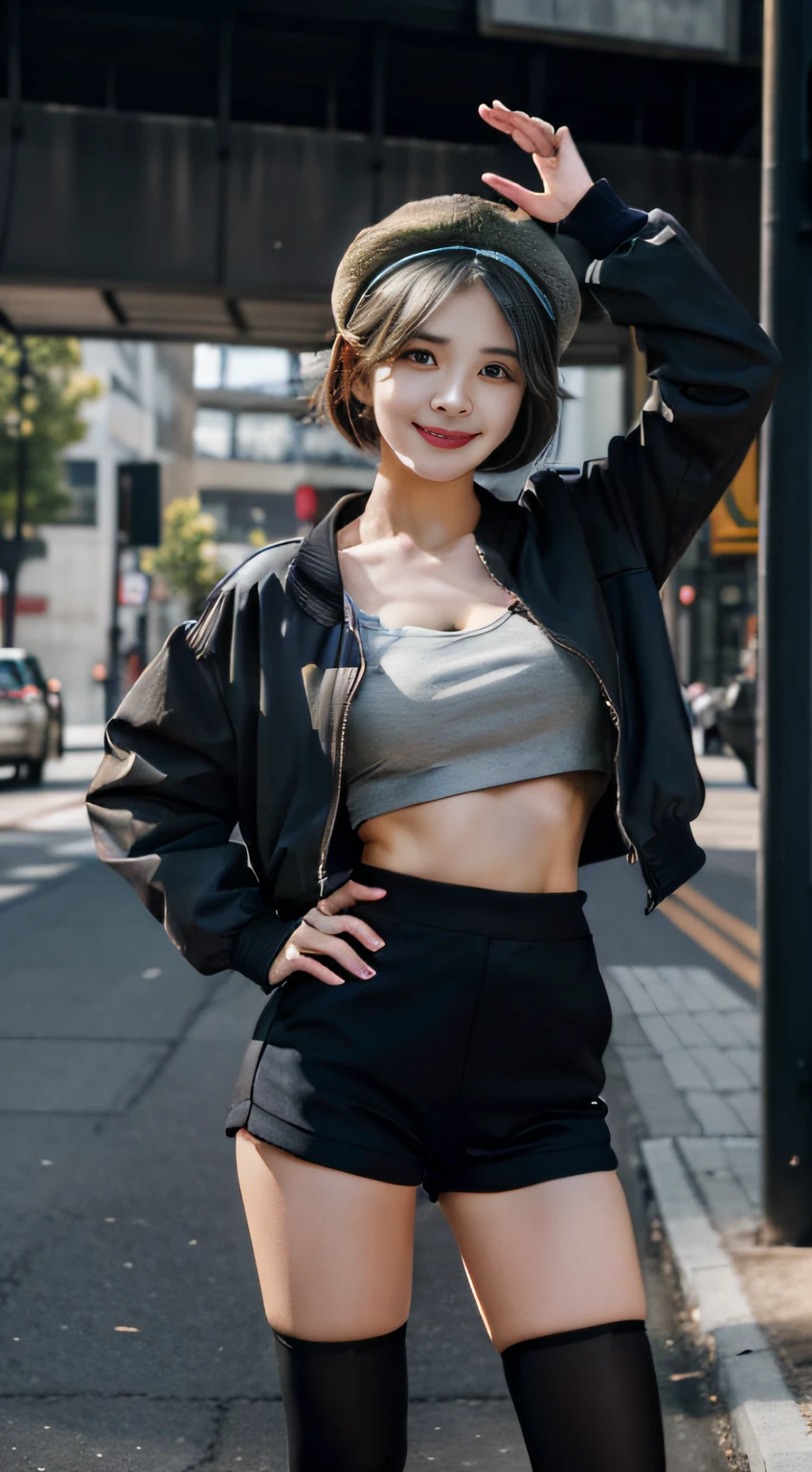 ((best quality)), ((masterpiece)), (detailed), unperfect face
asian in early 20s girl, with nice looking body and beautiful face she should be wearing, she is smiling to the camera, she wears long black jacket and cool elegant looking pants