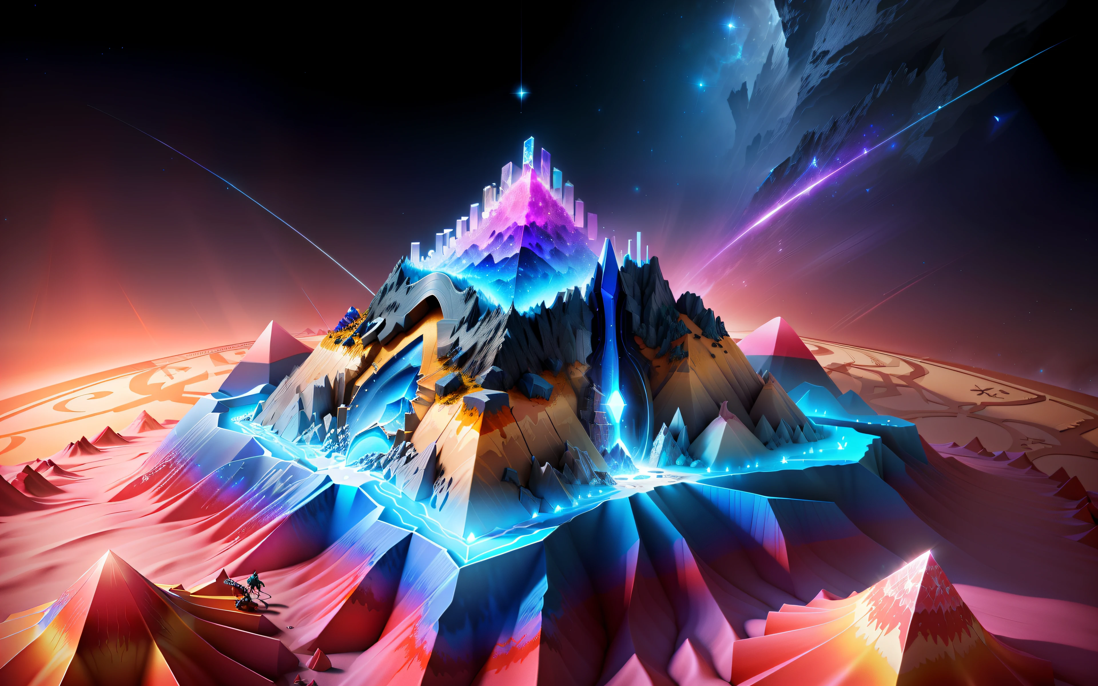 Sagittarius design ant hill, with colorful crystals, with some visual effects, fantasy, 3D , Hd, HdR , 4k upscale, v--4.