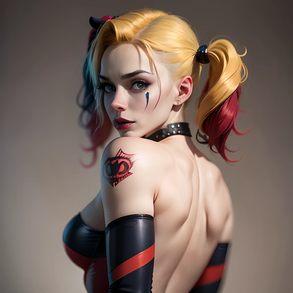 realistic harley quinn, well defined body, beautiful butt, real skin and texture  - --auto --s2