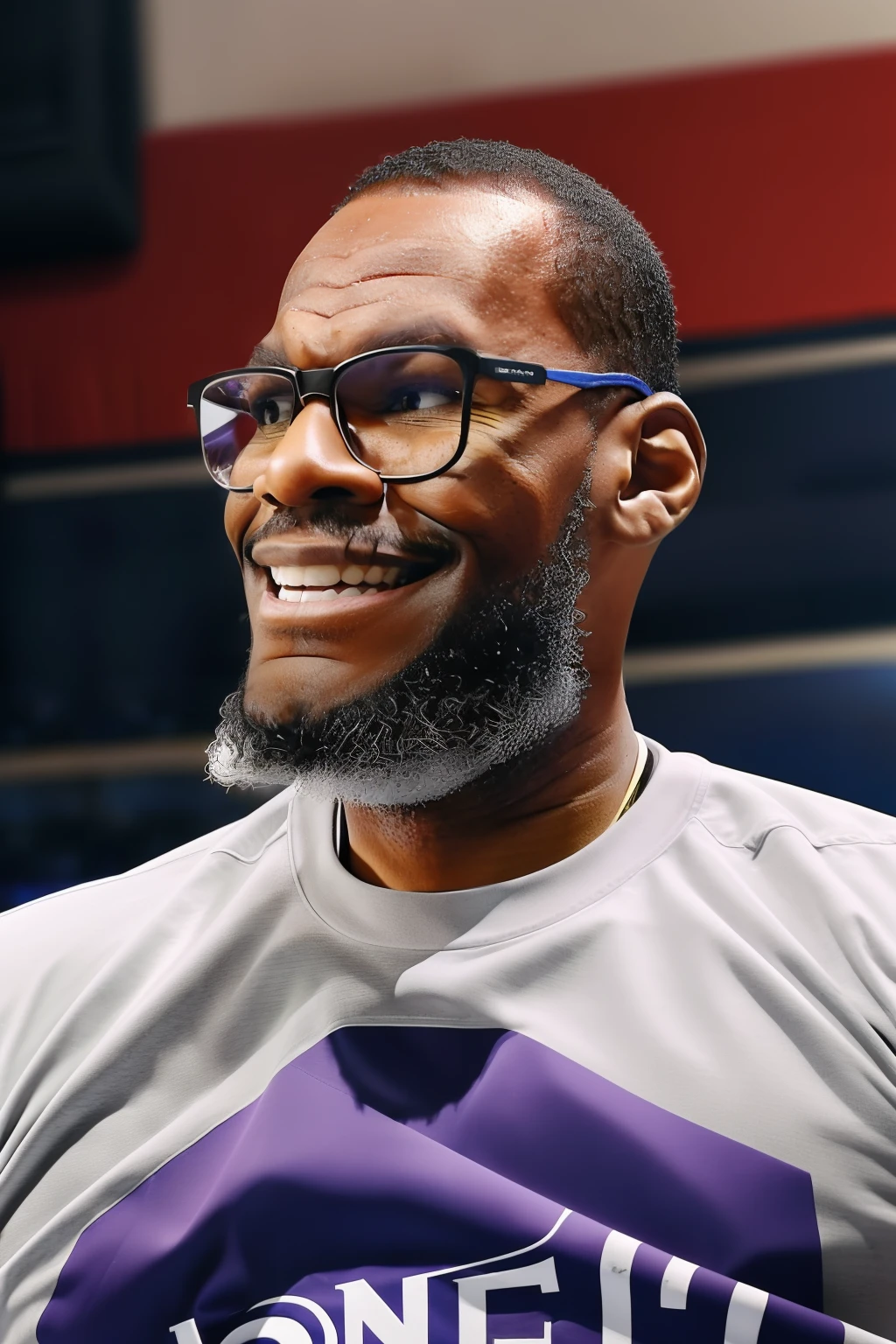 guttonerdvision10, a man with glasses, jogador de basquete com as parecido com lebron james, realista, detalhado, 8k