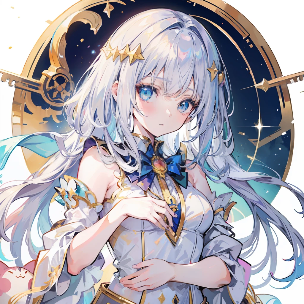 anime girl holding a cat in a golden frame with a starr background, goddess of space and time, Beautiful celestial mage, anime art nouveau cosmic display, Kawasi, goddess of galaxies, trending on cgstation, Kushatt Krenz Key Art Women, Detailed key anime art, Portrait Chevaliers du Zodiaque Fille, celestial goddess, goddess of time, Very beautiful anime cat girl