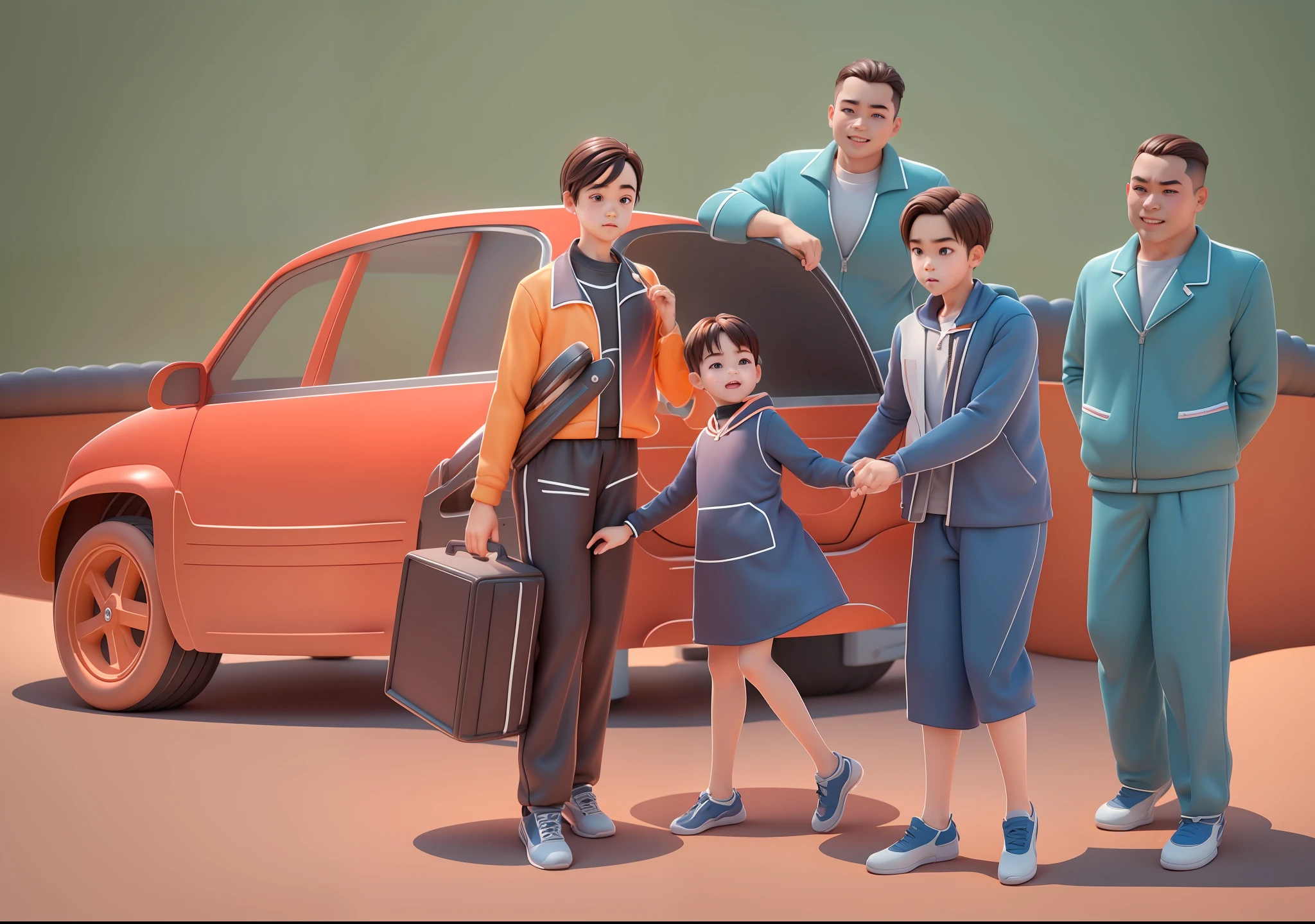 (Pixar 1.23 style) 1 boy ((upper body front, bust shot)), solo, cute kid, brunette, pretty tracksuit, boy, korean child, playground, ((masterpiece, highest quality)), (composite lighting)