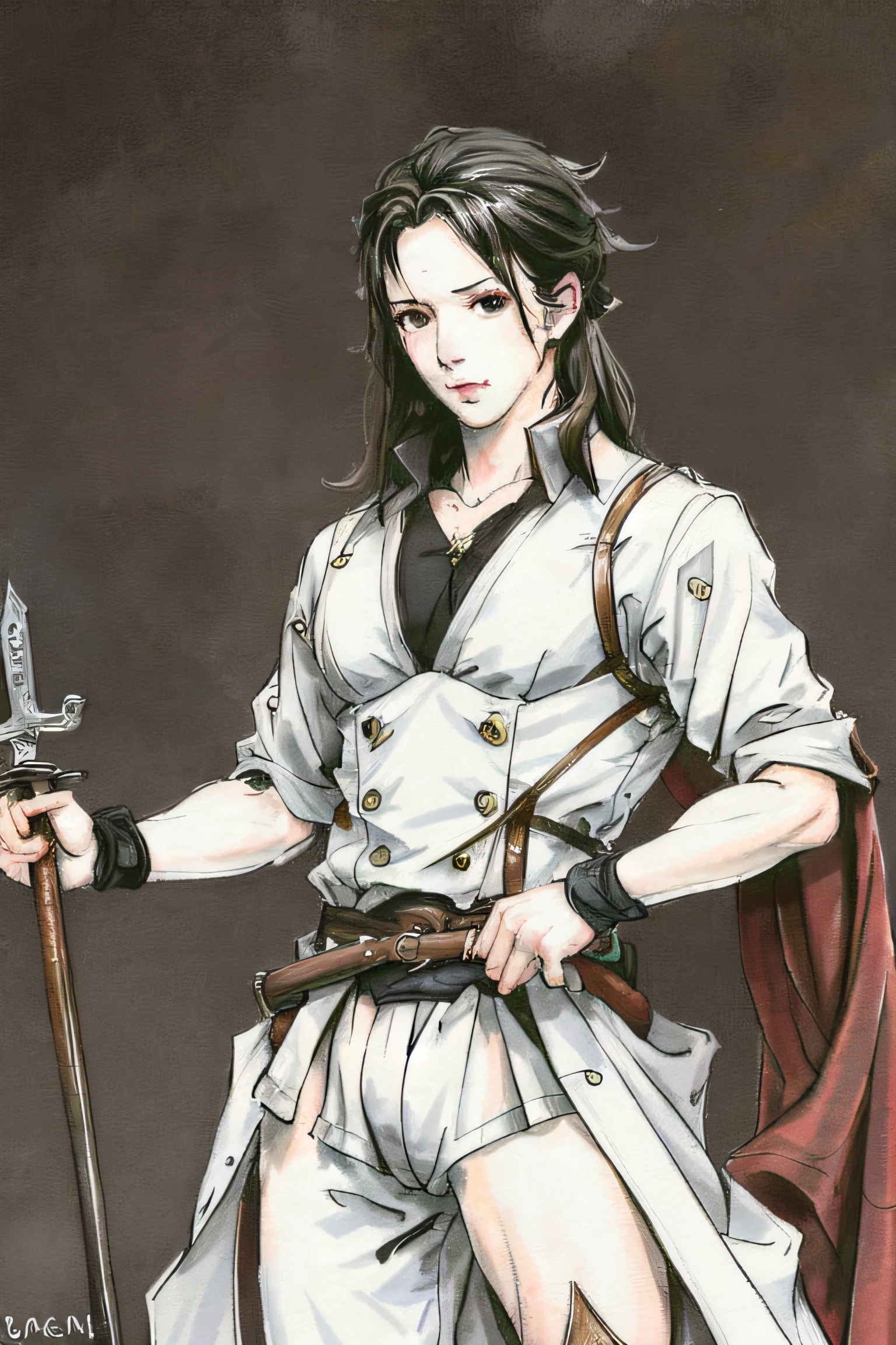 Image of a man with a sword in his hand, handsome guy in demon killer art, Boris Vallejo. Octopath Traveler, highly detailed exquisite fanart, caleb from critical role, Detailed fanart, inspired by Yamagata Hiro, Rosla 1. 0, rossdraws 2. 5, inspired by Yoshihiko Wada, 《overwatch》Hanzo in Naka