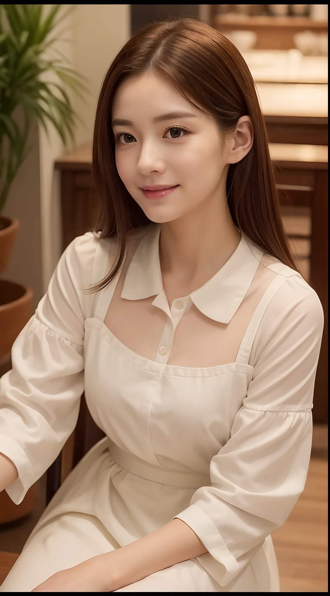 (In the café:1.2)、(Spread the highest quality 8K video:1.2)、(The viewer looks down from above:1.2)、30 year old young woman with beautiful detailed style、Wearing a cute maid outfit、(Sitting gracefully in a chair:1.2)、Her beautiful detailed face has、Sophisticated makeup、Beautiful detailed eyes shine、Dazzlingly beautiful detailed duplex、Complementing its eyes、(Attractive brown hair:1.2)、Perfectly harmonizes with her atmosphere、
She stared at the viewer with a calm expression.、Receiving orders with graceful gestures、Gorgeous flowers in the café々Decorated with、Quiet atmosphere、I just smiled a little、Along with its beautiful detailed style、Bringing warm brightness to the store、
This scene is、It depicts a beautiful scene like a masterpiece.、Viewers can enjoy its beauty in 8K quality、Her presence is、Adding more charm to the café space、The viewer takes a closer look at the beautiful details.、It was a pleasant time、