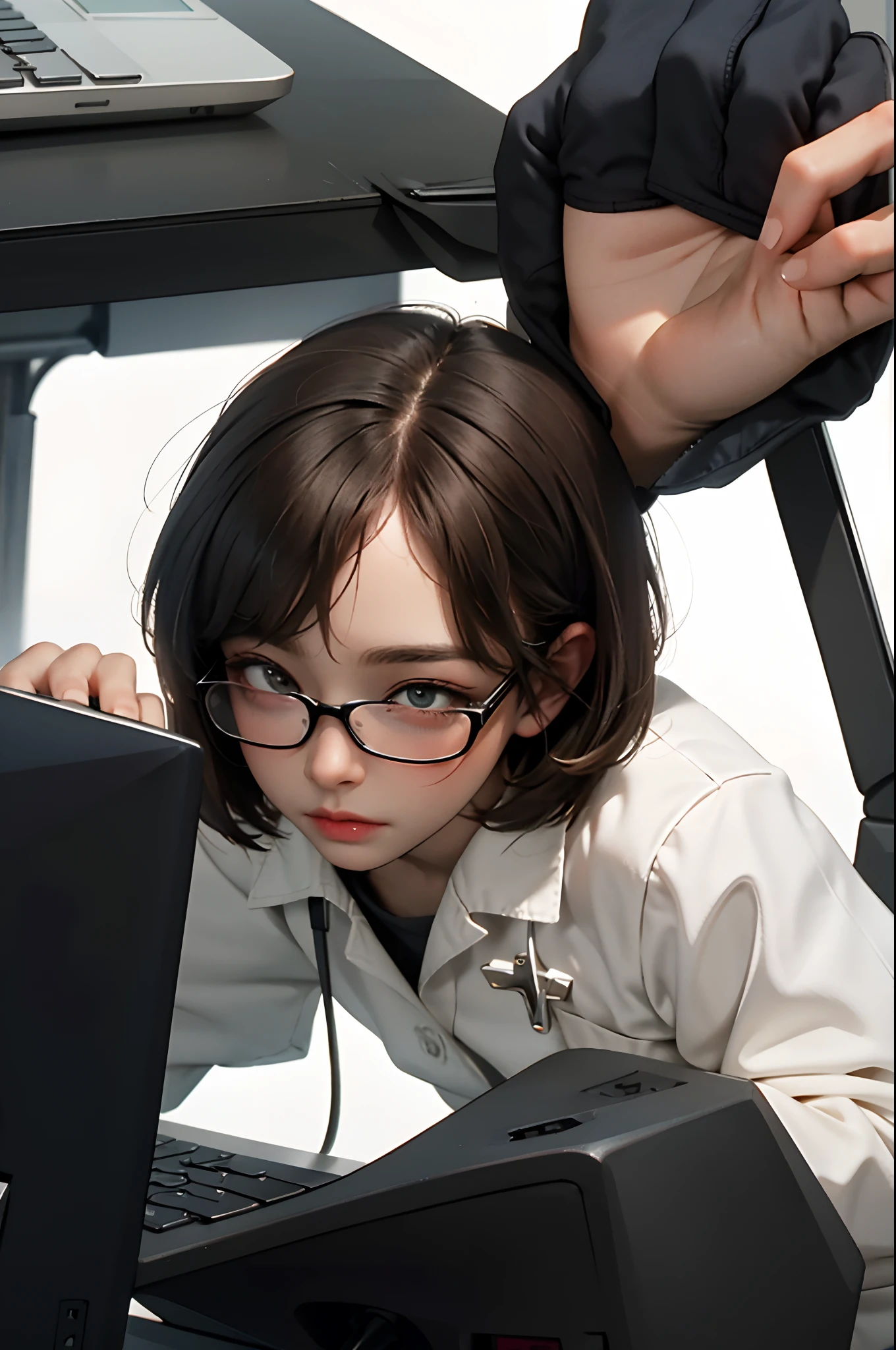 Brother, gentle, cute, boy, brunette glasses, science, computer science, short hair