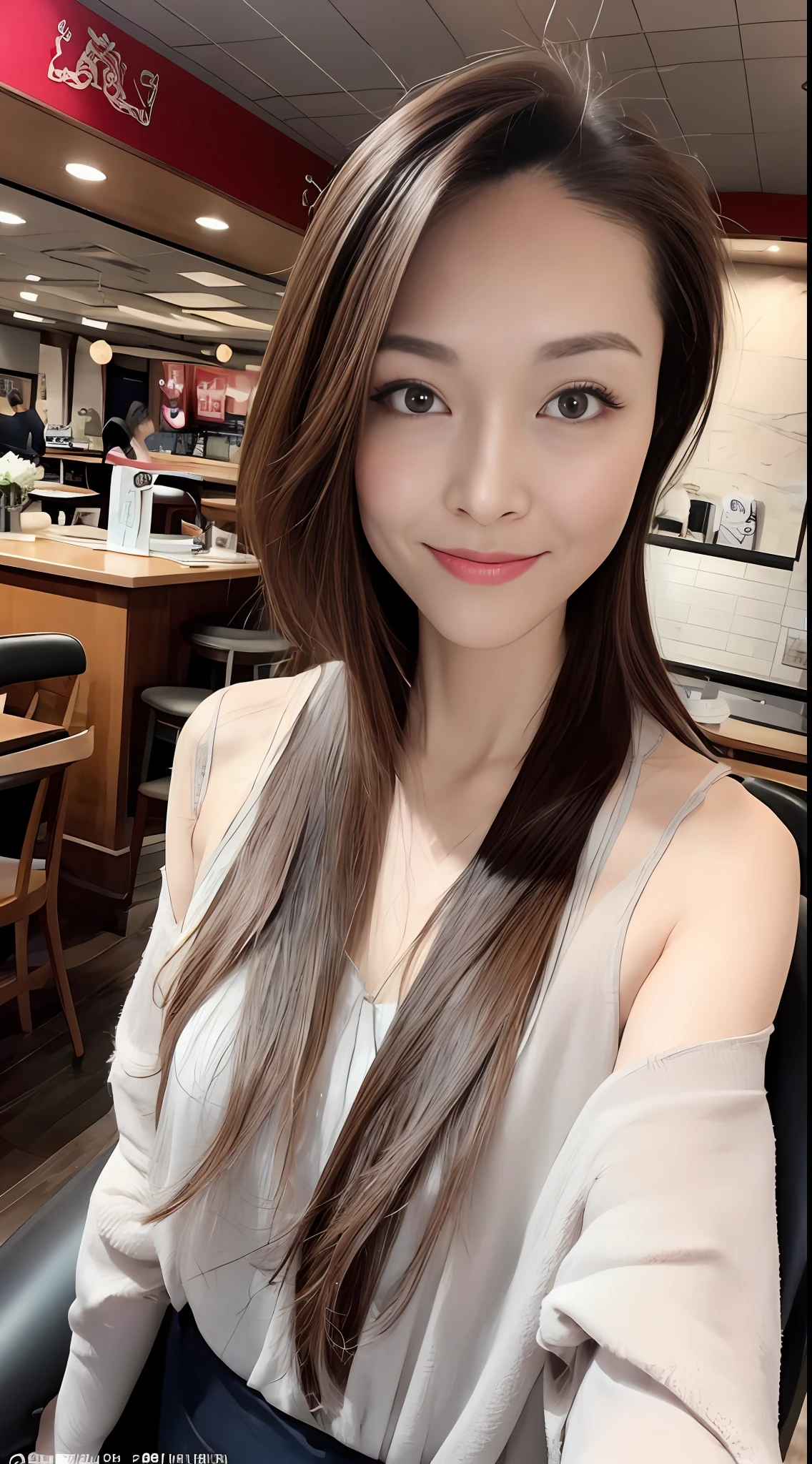 (In the café:1.2)、(Spread the highest quality 8K video:1.2)、(The viewer looks down from above:1.2)、30 year old young woman with beautiful detailed style、Wearing a cute maid outfit、(Sitting gracefully in a chair:1.2)、Her beautiful detailed face has、Sophisticated makeup、Beautiful detailed eyes shine、Dazzlingly beautiful detailed duplex、Complementing its eyes、(Attractive brown hair:1.2)、Perfectly harmonizes with her atmosphere、
She stared at the viewer with a calm expression.、Receiving orders with graceful gestures、Gorgeous flowers in the café々Decorated with、Quiet atmosphere、I just smiled a little、Along with its beautiful detailed style、Bringing warm brightness to the store、
This scene is、It depicts a beautiful scene like a masterpiece.、Viewers can enjoy its beauty in 8K quality、Her presence is、Adding more charm to the café space、The viewer takes a closer look at the beautiful details.、It was a pleasant time、