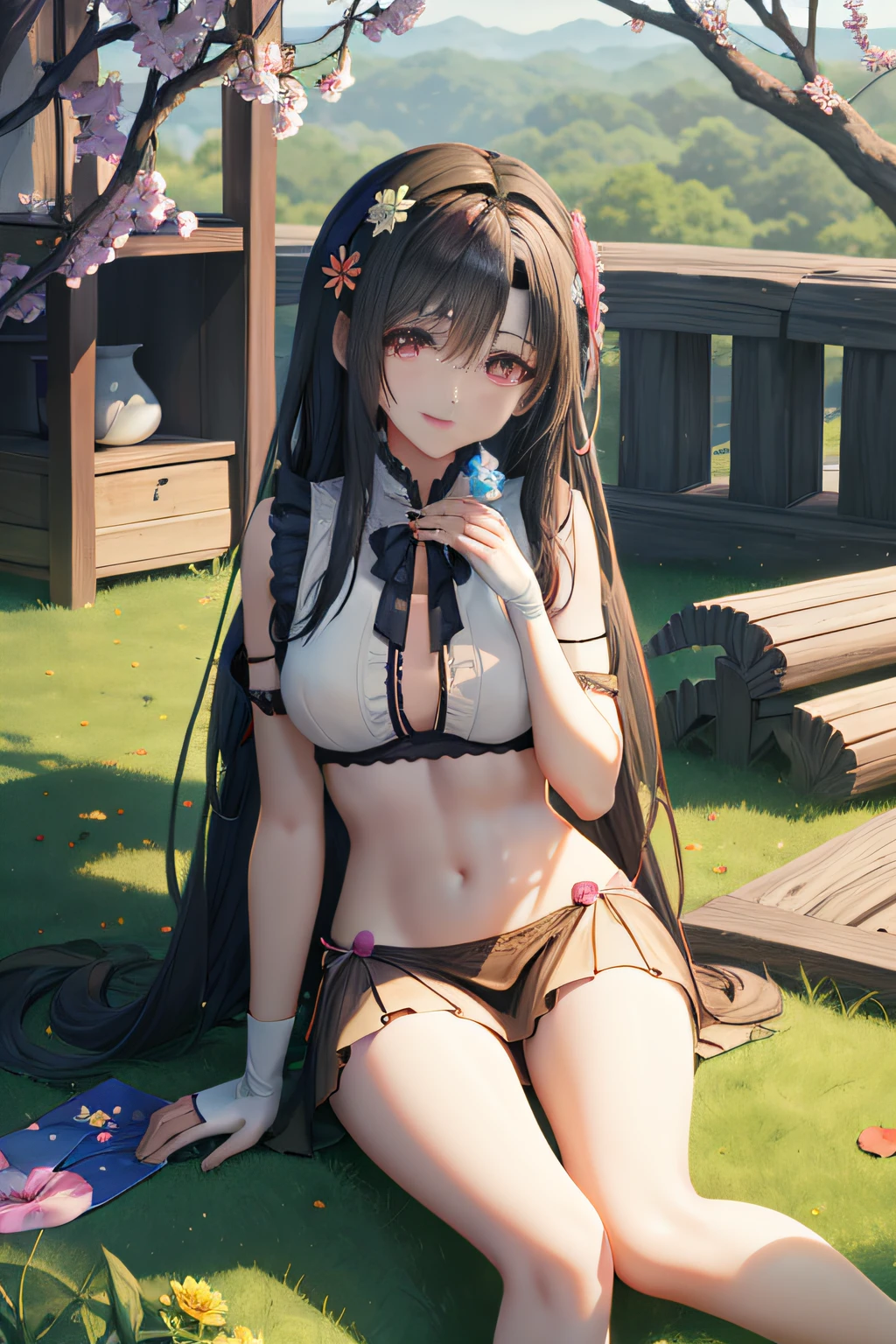 Natural forest in the background,Hanagami has a hot and sexy body, Two-dimensional, Bright and brilliant, Super cute face, Abundant flowers