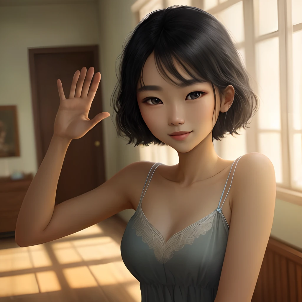 ((5fingers,detailed hand,1.5)),beautiful, masterpiece,best qualtiy,tmasterpiece,(Photorealsitic:1.9), best quality,very very high quality,((beautiful eyes)),((Delicate face)),1girll,full bodyesbian,fullnude,Enchant all beings,Lewd smile,Glossy glossy skin,inside in room,Black skin,,dimly lit,浴室