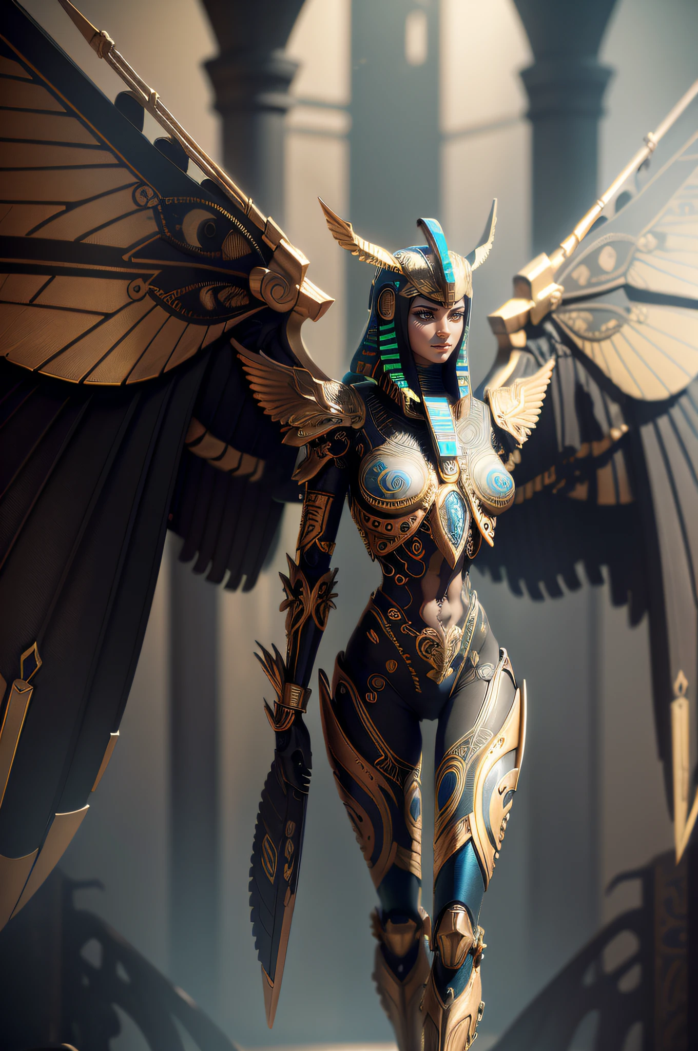 Egyptian with a pattern on his wings, Mechanicalgirl, Roboto ....3d, (biomachine:1.3), (Egyptian:1.2), Vivo, ....3d (Colouring:1.2), Hans Giger, (Zentangl:1.2), granulado, extremamente detalhado , detalhes intrincados, dynamic lighting, fotorrealista, Luz Natural, H baixo, master part, circunstanciado, Futuristic, 8k.
