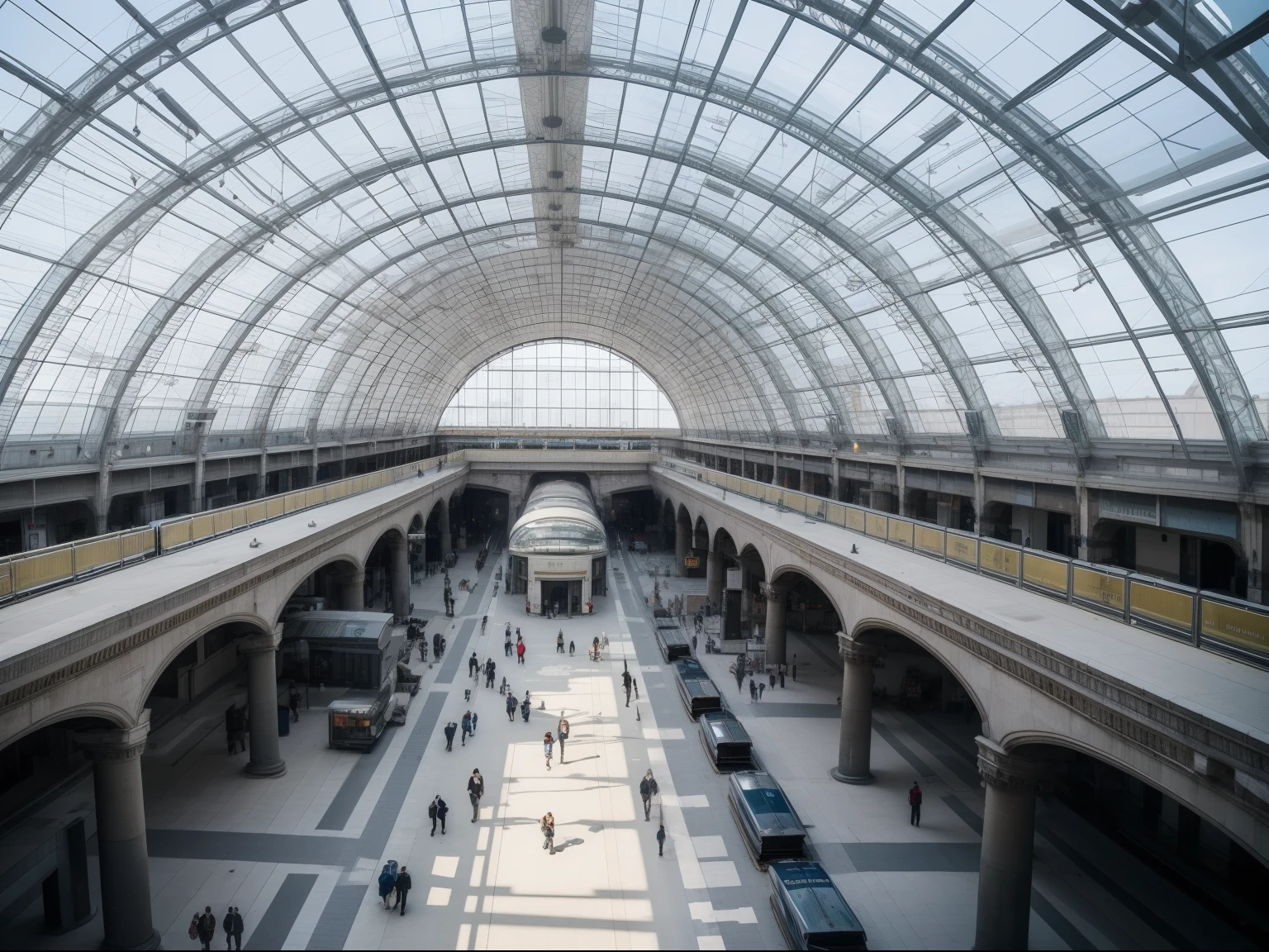 Dome Giant station in Paris From the ceiling Multiple platforms for trains