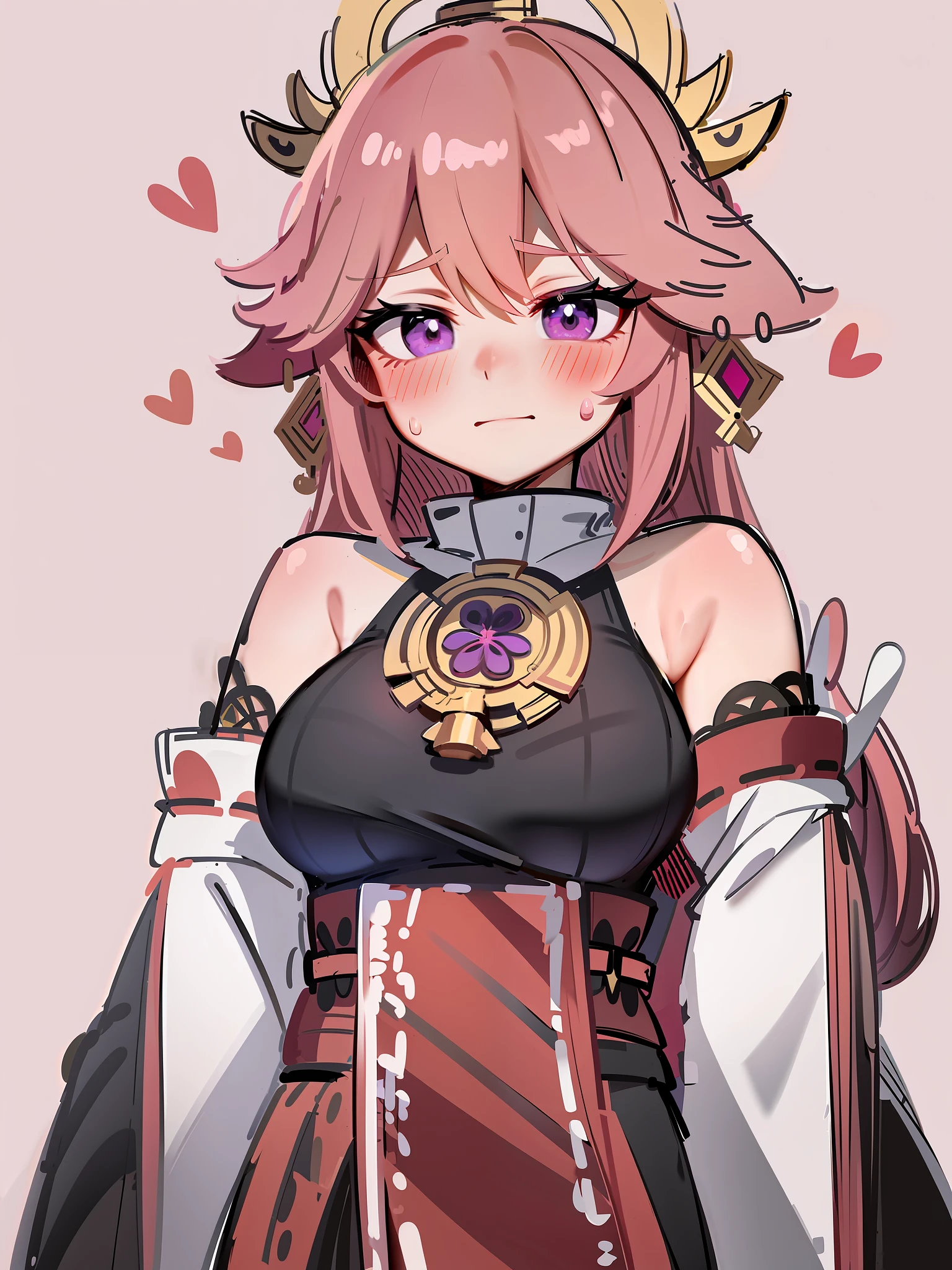 anime girl with pink hair and purple eyes holding a sword, Ayaka Genshin impact, Keqing from Genshin Impact, ayaka game genshin impact, Genshin, zhongli from genshin impact, zerochan art, Marin Kitagawa fanart, cushart krentz, Portrait Chevaliers du Zodiaque Fille, Anime goddess，eye reflection, glowing eyes, blush, excited