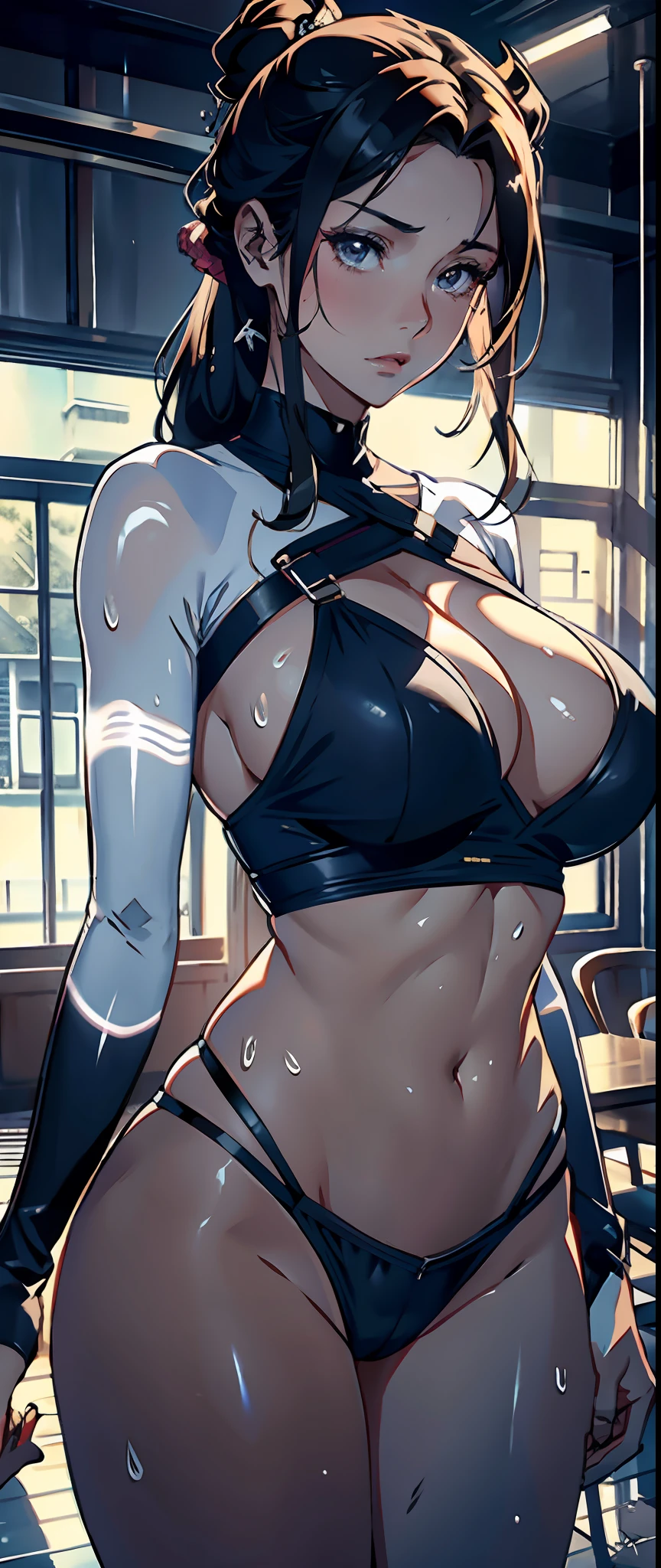 (真实感:1.4),The upper part of the body,1female,15year old,Huge breasts, 独奏,sailors,Wear a white sailor suit, Pornographic exposure,(Background with:military base,exteriors), From the front side, Wet straight hair, Sweating profusely,mostly cloudy sky,(tmasterpiece),(Very detailed CG unity 8K wallpaper),best qualtiy,cinmatic lighting,detailed back ground,beatiful detailed eyes,Bright pupils,(Very fine and beautiful),(Beautiful and detailed eye description),ultra - detailed,facing at camera,A high resolution,ultra - detailed),standing on your feet,Emotive expressions,Open-mouthed,Chest sagging,nakeness, Expose the genitals,revealing breasts,Camel toes,with no underpants,extremely large bosom,Extremely colorful,Most detailed,fully body photo,The face is well lit,tmasterpiece,Slim woman,Beautiful and charming woman face,largeeyes, Thin waist,long leges,nakeness,Raised sexy,extremely large bosom,with no underpants,Long flowing hair,Flushed complexion,teens girl