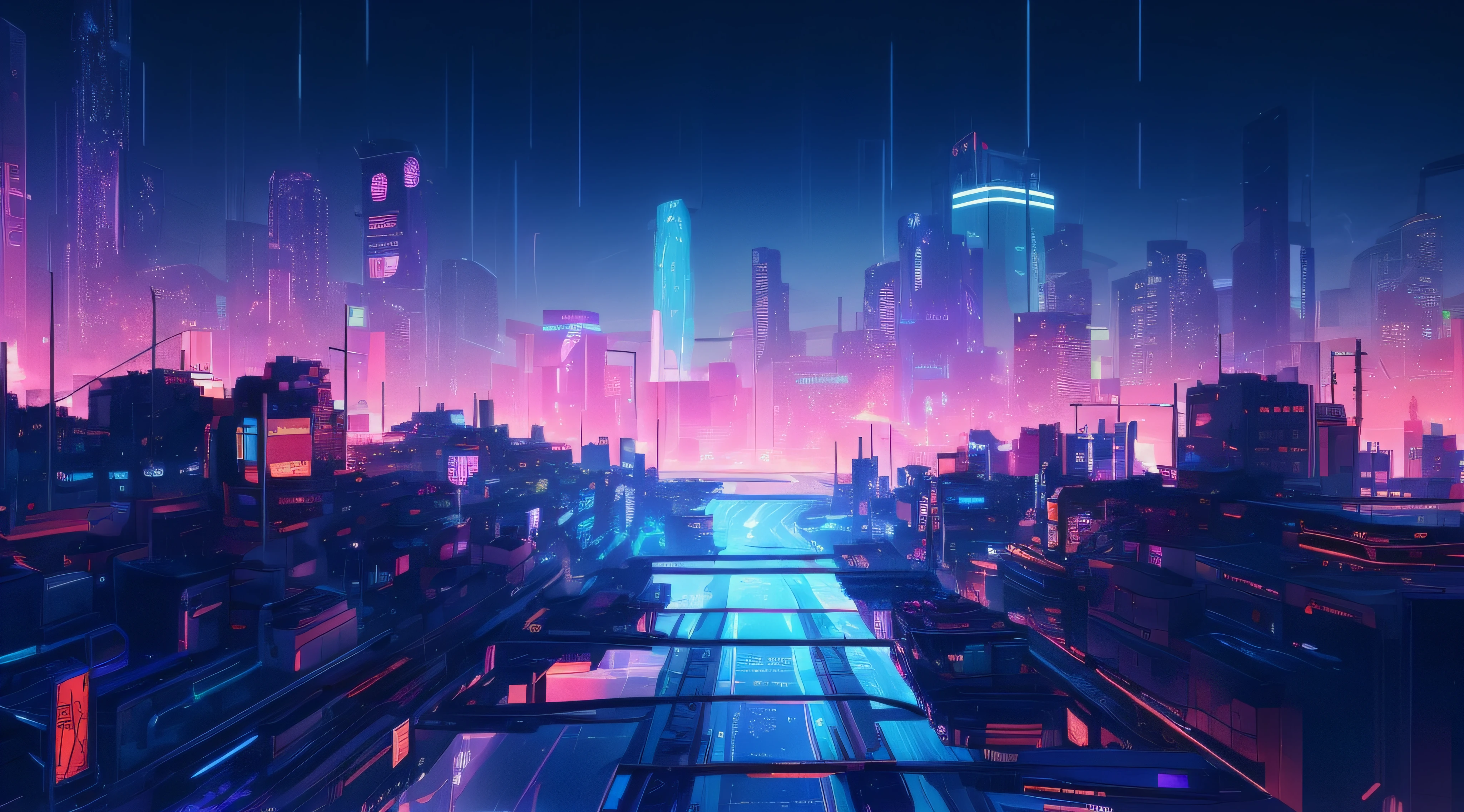 cyber punk perssonage, the night, A futuristic, 4k, urban in the background