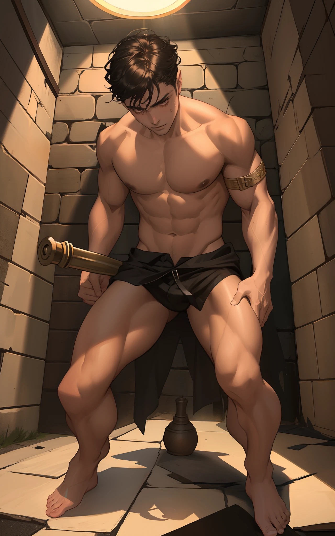 torture instruments，dungeon，nipple torture，agony，peel，torture，Torture room，Torture chamber，Muscle men，2guys，，Naked all over the body，Be skinned，blood spatter，Kneeling on both knees，Barefoot，Male focus，Reallightandshadow，The light source，tmasterpiece，The perfect human structure，plethora of colors，The background is bright，k hd，Light illuminates the whole body，Lens illumination，looks into camera，Facing the lens，Face facing the camera，Looking Up The Sky