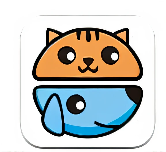 Change the cat above to white，The dog below is changed to orange
