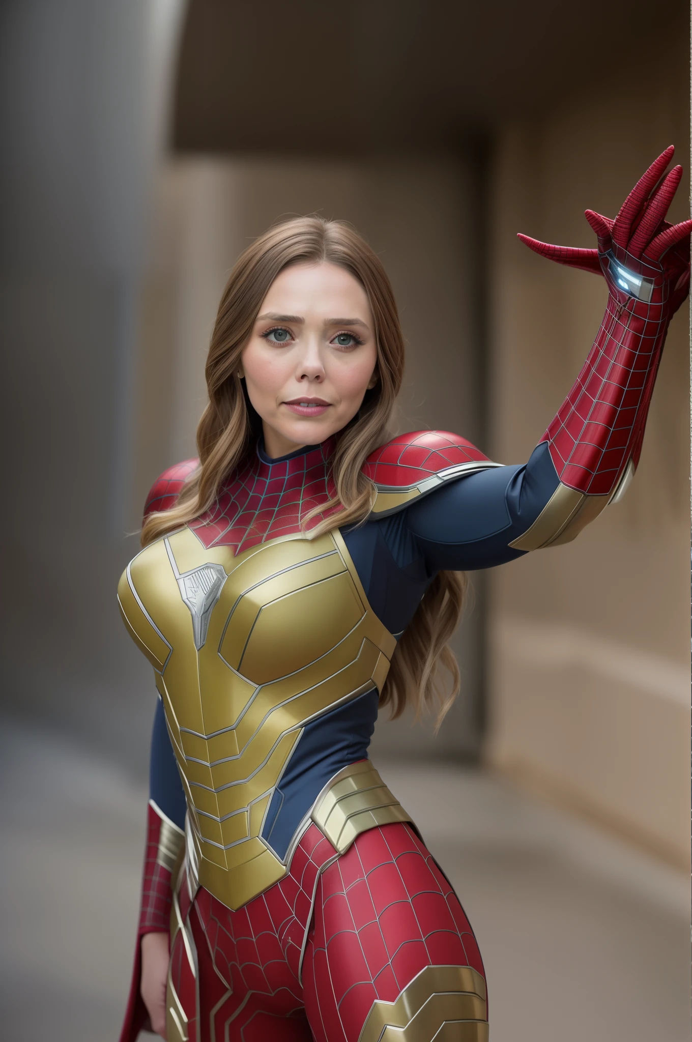 (Elizabeth Olsen sexy com o traje do homem-aranha no filme de Guerra Infinita Marvel:1.2), soft-lighting, dinamic angle, lifelike lighting, sorridente, feliz, plano de fundo na cena do filme de vingadores ultimato, foto de Brooke DiDonato, (textura natural da pele, hiper-realismo, luz suave, clear :1.2), (detalhes intrincados:1.12), obra-prima hdr, melhor qualidade, (foto altamente detalhada:1.1), 8k, fotorrealista,