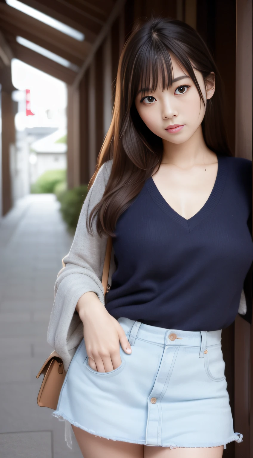 hightquality、masterpiece、ultra res、a beauty girl、cute girl face、having clothes are worn、a miniskirt、full bodyesbian、Famous actresses of Japan、very beautiful face