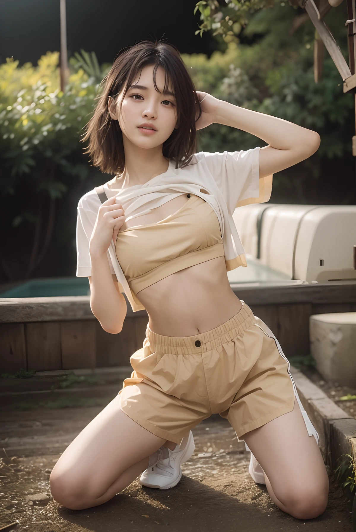 Sweaty masturbation、11 year old girl、Open mouth and ahegao、Short Wavy Hair、Panty exposure、Butt Emphasis、Wearing a yellow baseball cap, She lifts her miniskirt to show off her panties((Highest quality))Face Real、(1. Glowing Skin.4)Extreme close-up from below(((sexy)))((masterpiece)、(1. Glowing Skin.1.4)Thigh Emphasis、((Japanese-style room in the countryside、))、(((11-year-old girl)))'、((Wearing a red tank top))(Wearing a thin, Tight mini skirt、)(Wearing grey panties)Black bob hair、sexy pose、、Breast enlargement、(Various poses)