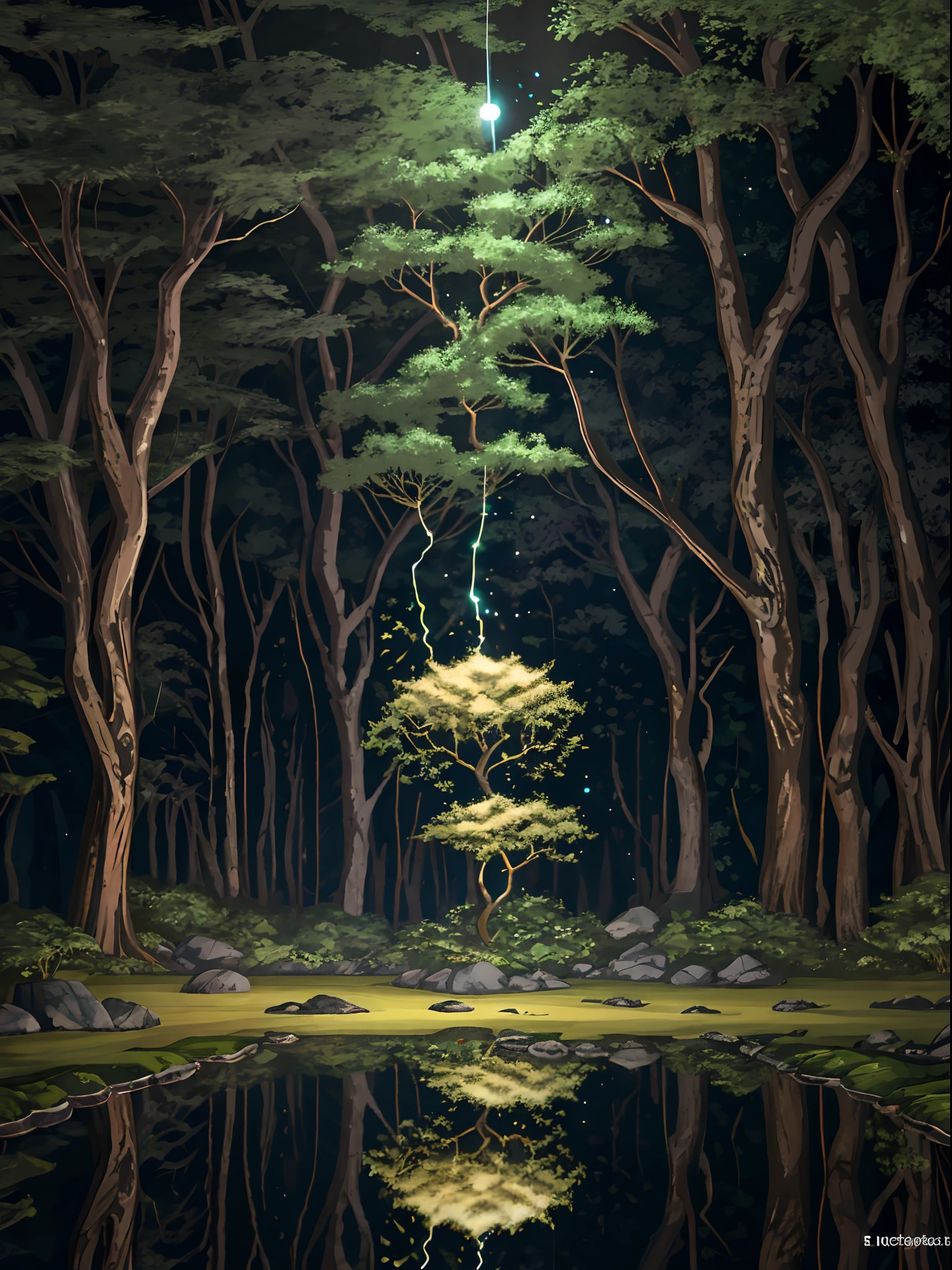 tmasterpiece,Best quality at best,(非常详细的 CG 统一 8k 壁纸),(Best quality at best),(The best illustrations),(The best shadow),glowing sprites,Kizi,There is a glowing deer,Drink water in the pool,Natural elements in the forest theme。Mysterious Forest,Beautiful forest,great outdoors,Surrounded by flowers,(Delicate leaves and branches are surrounded by fireflies:1.3),(nature elements),(Jungle theme),(Foliage),(tree branch),(glowworm),(Particle effect)and other 3D, Octane rendering,Ray traching,Super meticulous