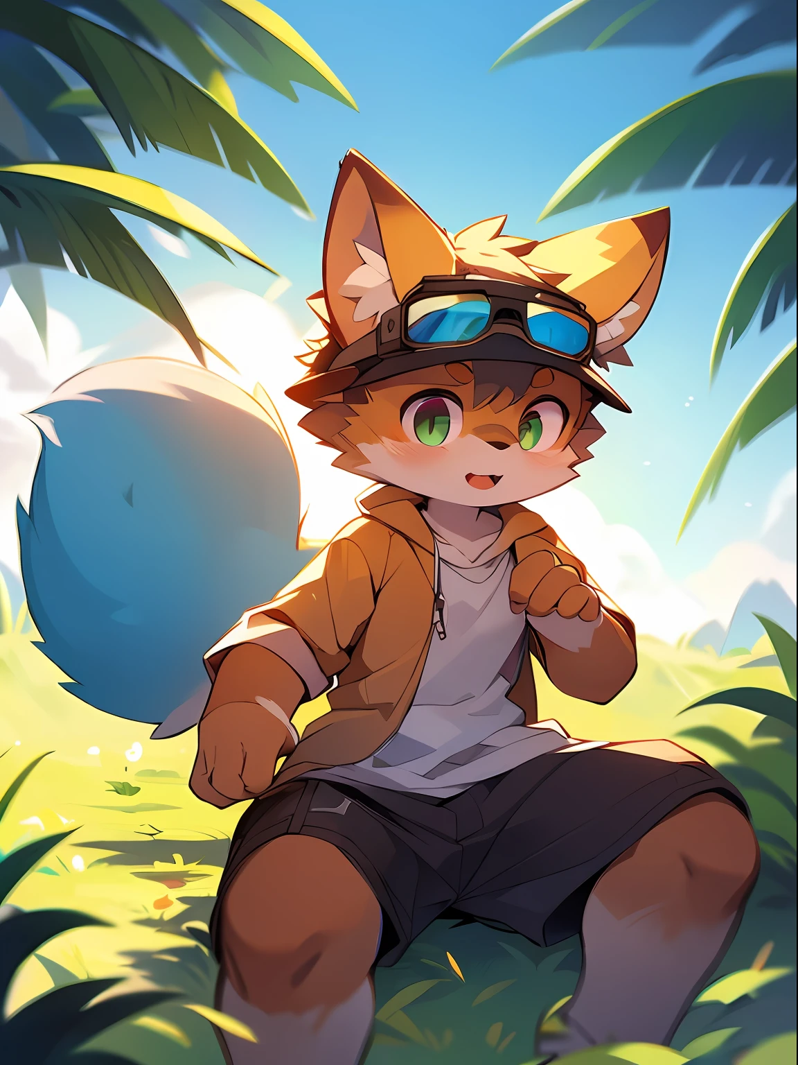 author：Jrjresq, author：Kirito, mammal, Furry, Male, Solo, wears, visor, Summer,