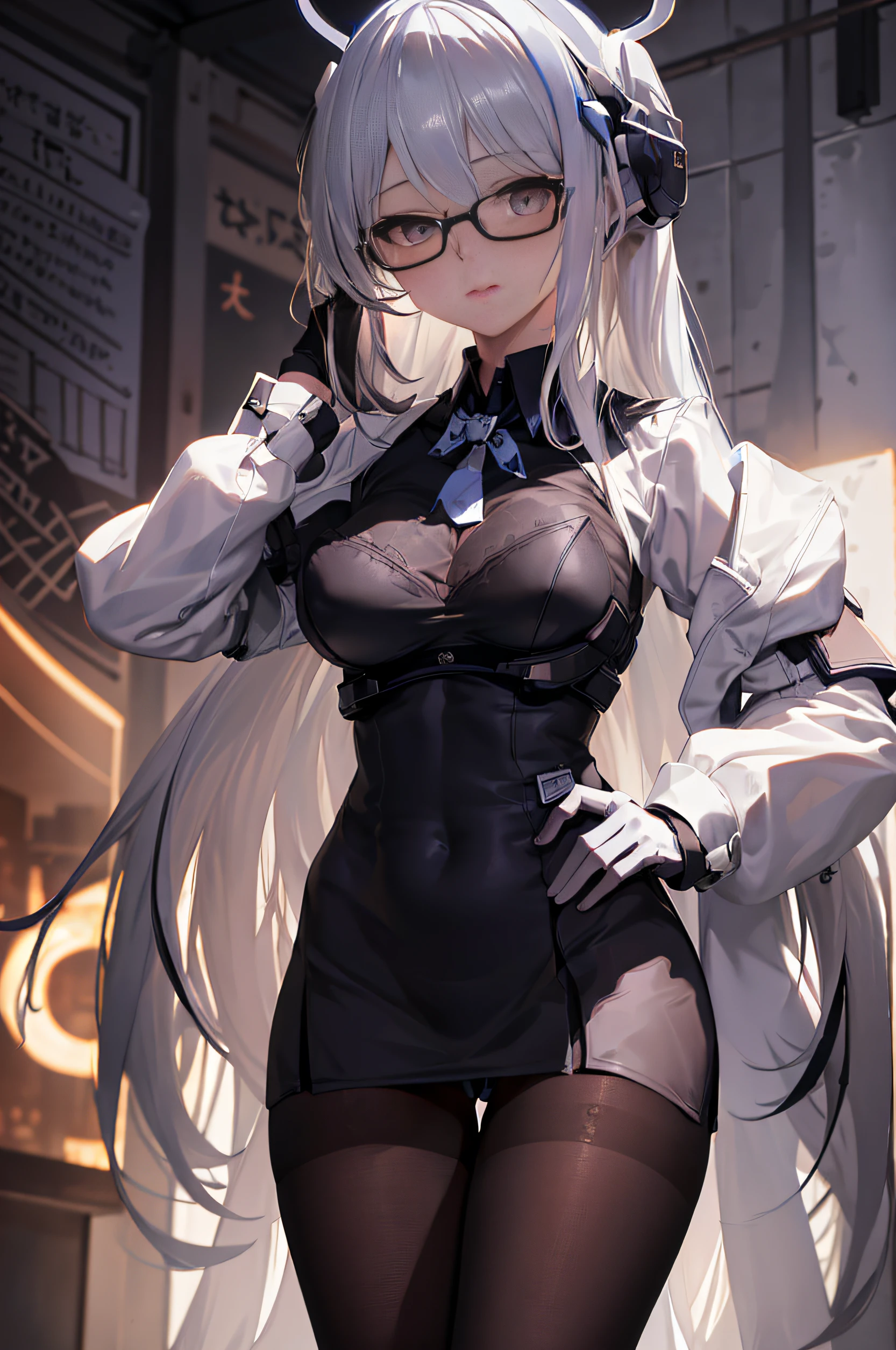 Anime - style image of woman in black bodysuit and glasses, artwork in the style of guweiz, Seductive Anime Girl, guweiz on artstation pixiv, best anime 4k konachan wallpaper, guweiz on pixiv artstation, Fine details. girls' frontline, very detailed Artgerm、((top-quality、hight resolution、crisp image))、Perfect and detailed face、(RAW Photography、top-quality、​masterpiece:1.2)、(realisitic、photoRealstic:1.4)、(​masterpiece:1.4)、(top-quality:1.4)、1girl in、独奏、(Raw foto:1.2)、(Photorealsitic:1.4)、a beautiful detailed girl、extremely detailed eye and face、beatiful detailed eyes、ultra-detailliert、hight resolution、ighly detailed、top-quality、​masterpiece、Shiny face、shinny skin、(((Lori:1.6)))、(((white  hair:1.4)))、tsukiyukimiyako、noa、Black stockings、Little girl、full bodyesbian、witheout panties、Very short hip skirt、huge tit、noa-outfit