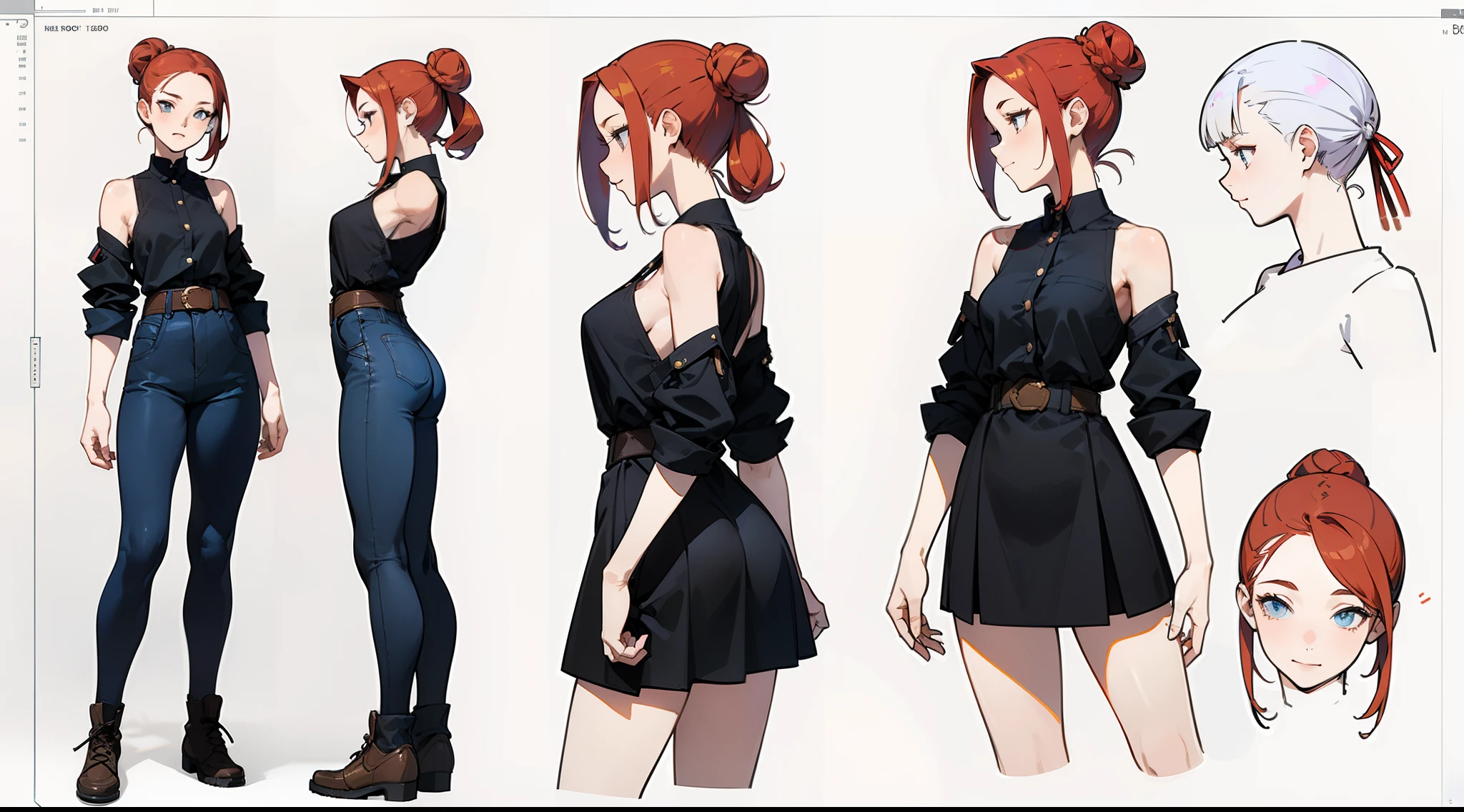 A close up of a person with red hair and a black shirt - SeaArt AI