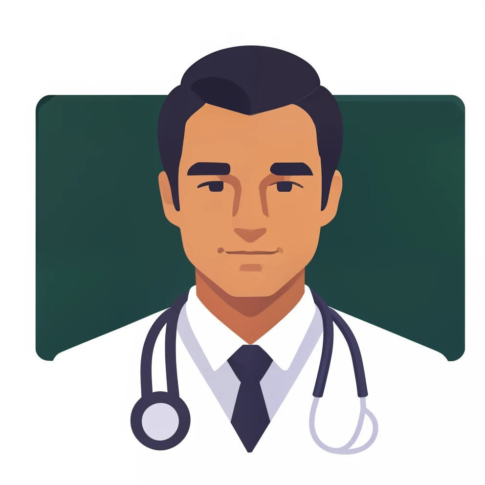 coloredic0n icon，A male doctor，There is a blackboard on the back