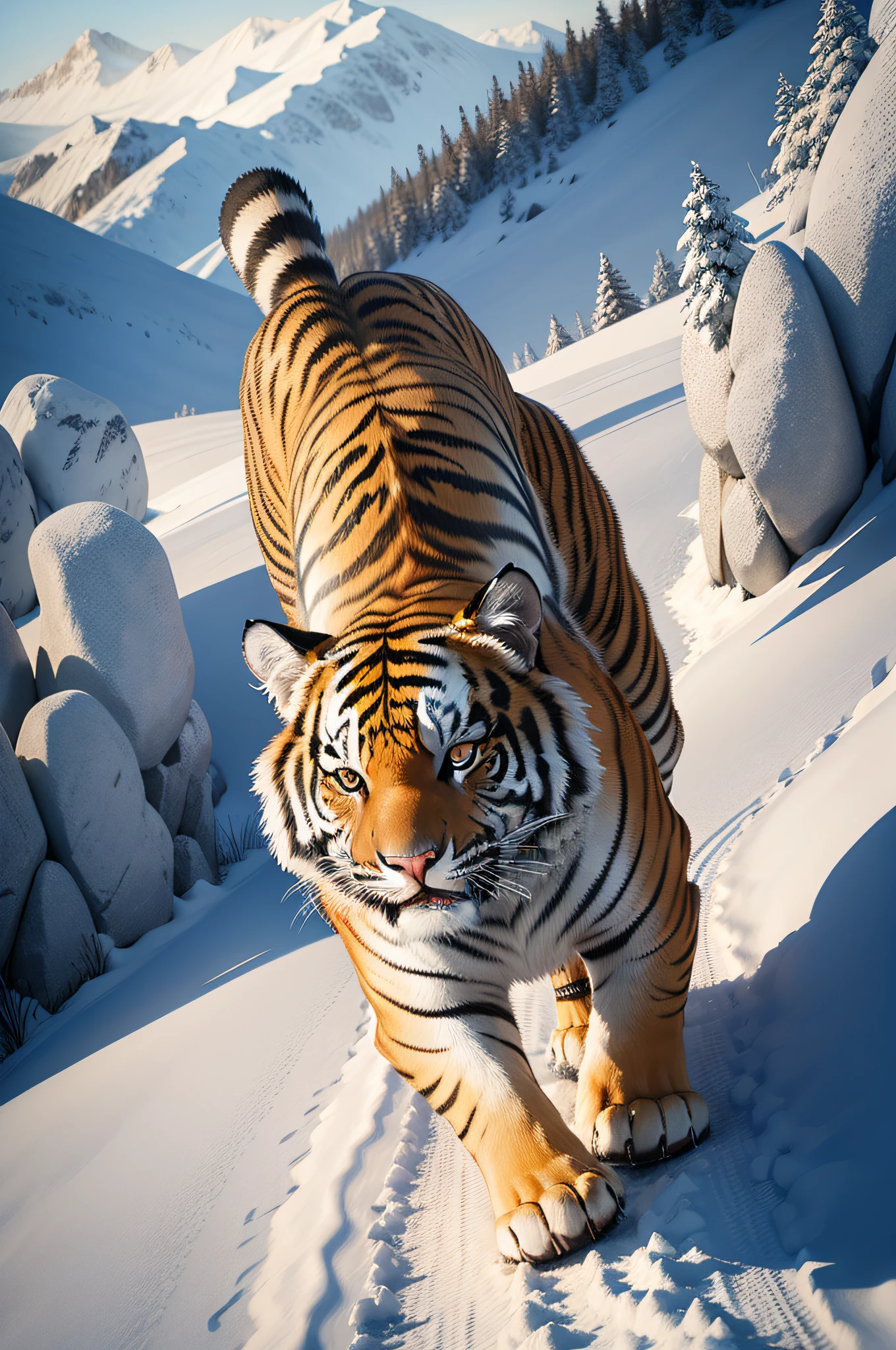 Down the mountain tiger，