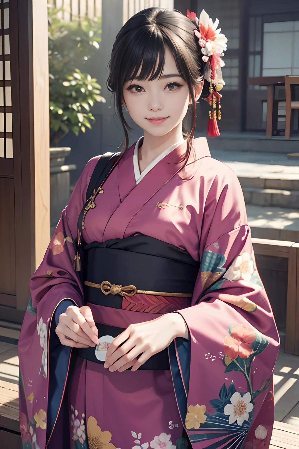 masterpiece, highres, best quality, 1girl solo, kamisato_ayaka, smile, kimono --auto
