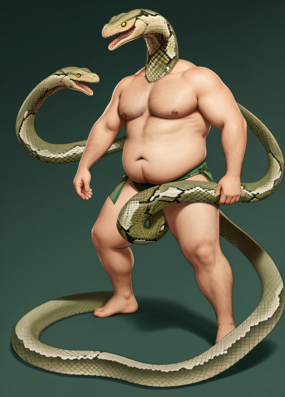 Snake spirit，male people，Slightly fat，inch hair