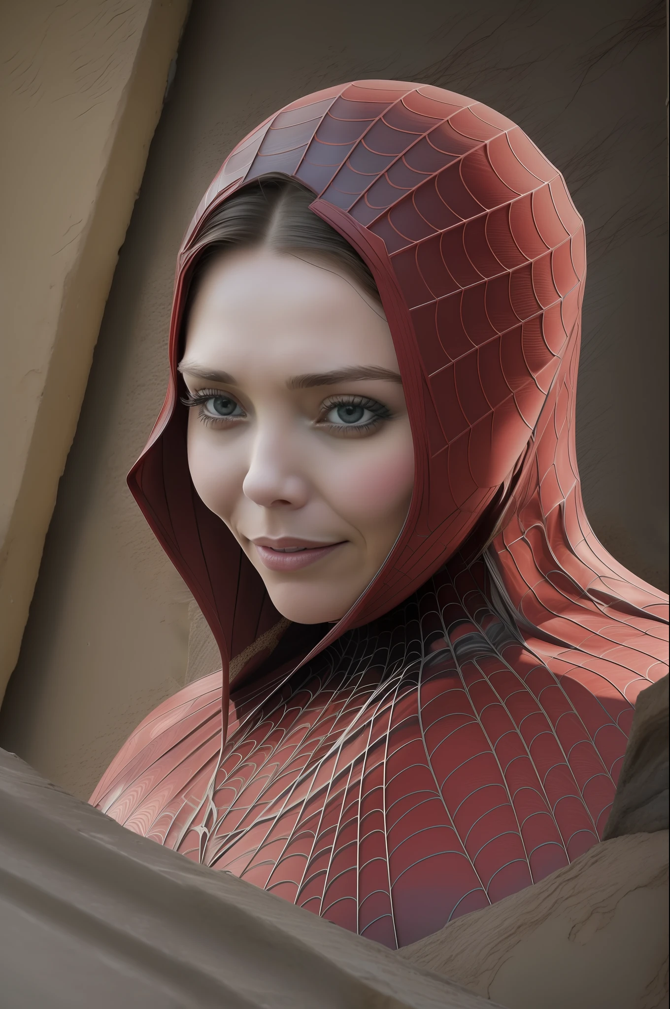 (Elizabeth Olsen sexy como homem-aranha no filme de Guerra Infinita Marvel:1.2), soft-lighting, dinamic angle, lifelike lighting, sorridente, feliz, plano de fundo na cena do filme do superman, foto de Brooke DiDonato, (textura natural da pele, hiper-realismo, luz suave, clear :1.2), (detalhes intrincados:1.12), obra-prima hdr, melhor qualidade, (foto altamente detalhada:1.1), 8k, fotorrealista,
