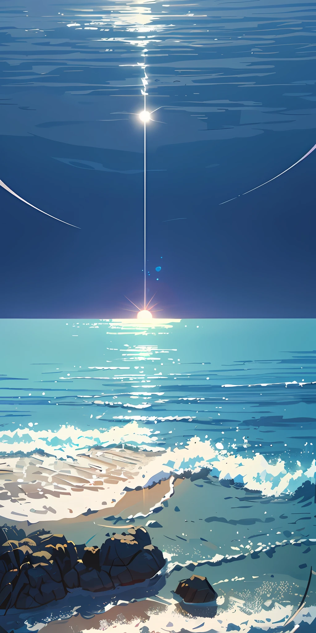 Masterpiece, best quality, (very detailed CG unity 8k wallpaper) (best quality), (best illustration), (best shadows) Nature', blue sea, light Tracking, super detailed, glare, cinematic light, soft light --v6
