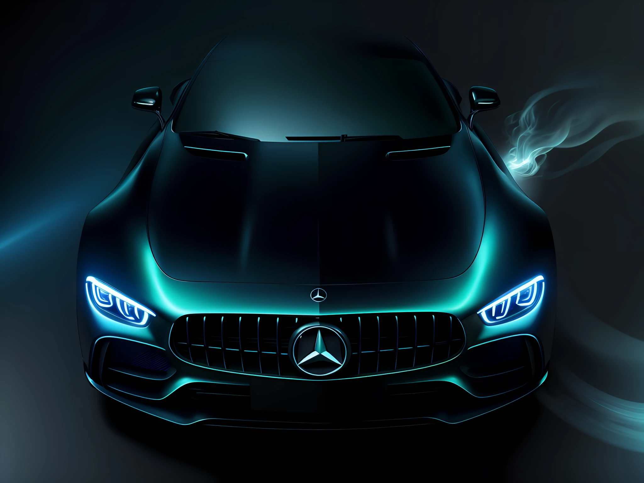 hypercars cyberpunk, muted colors ,swirling color smokes,legend,cityscape,space,mercedez benz