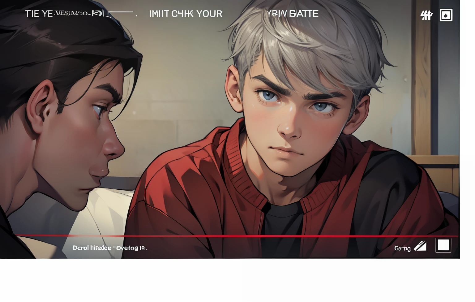 A handsome 13-year-old boy looks sadly at his silver-haired friend