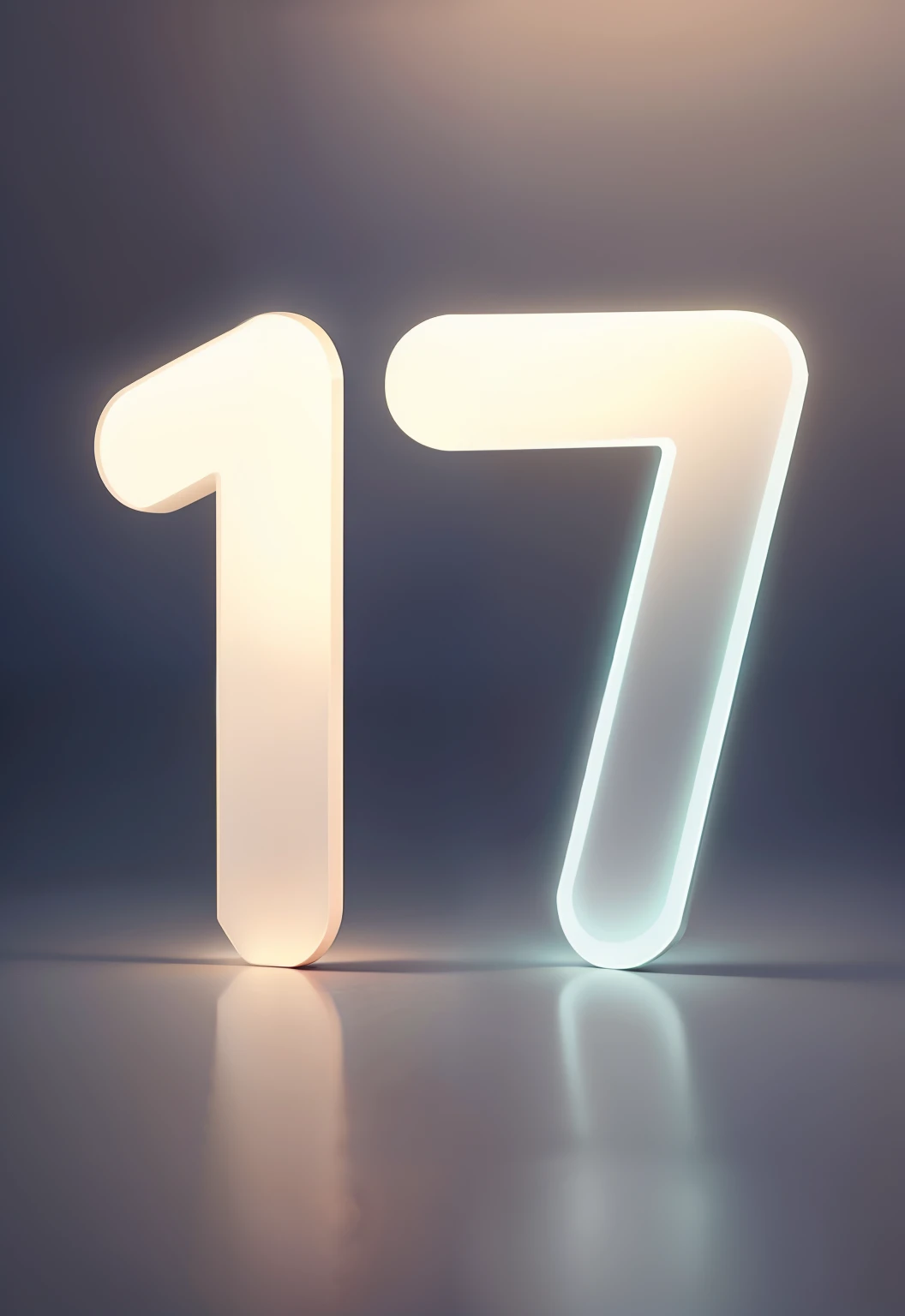Draw a white glowing number 17，Hard stereo，硬3d，Diamond texture