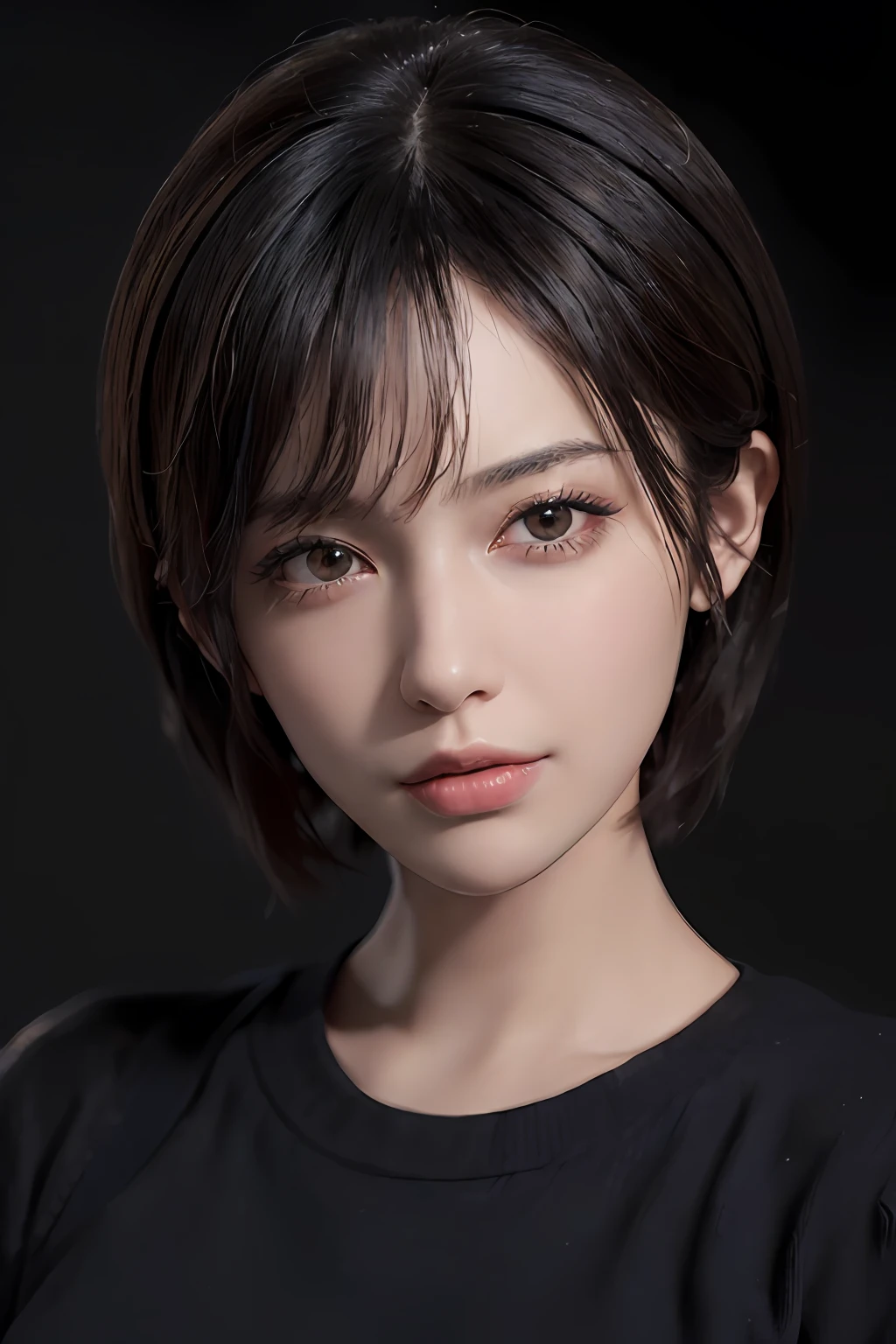 (masterpiece:1.3), (8k, photorealistic, RAW photo, best quality: 1.4), (1girl), beautiful face, (realistic face), (black hair, short hair:1.3), beautiful hairstyle, realistic eyes, beautiful detailed eyes, (realistic skin), beautiful skin, (sweater), absurdres, attractive, ultra high res, ultra realistic, highly detailed, golden ratio