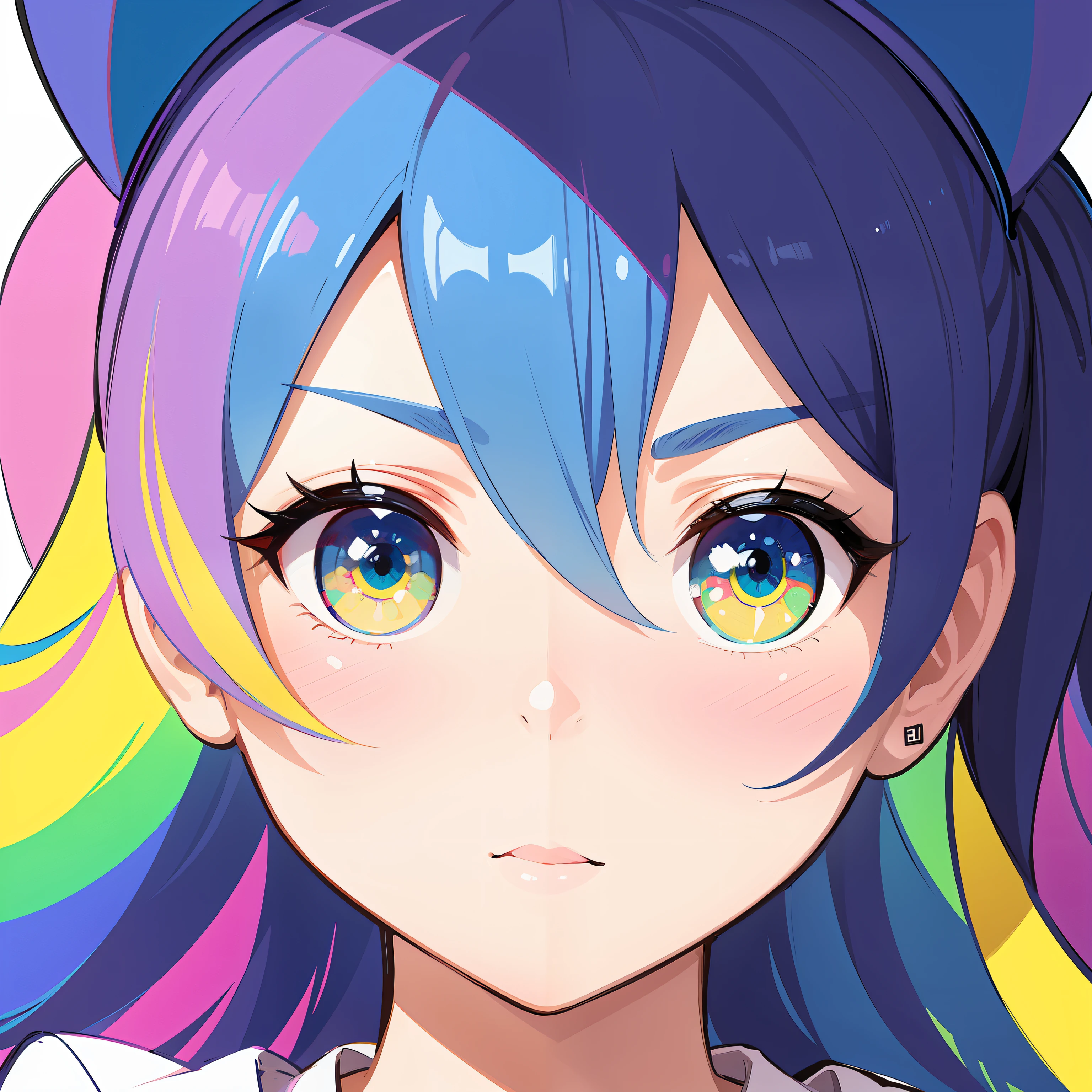 a closeup、Flat illustration、Geometric shapes、Colorful Rainbow 5、pop-art、The ey