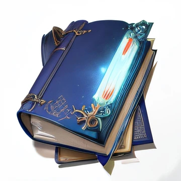 A close-up of a bunch of books，There are two bookmarks on it, ability image, floating spellbook, Book trophy, item art, grimoire page, Magic Book, Fungus page, heise jinyao, modular item, Medium portrait, infinite celestial library, Unknown, Flying magic books, author：Li Zai,Best quality, HD,Ultra detailed,