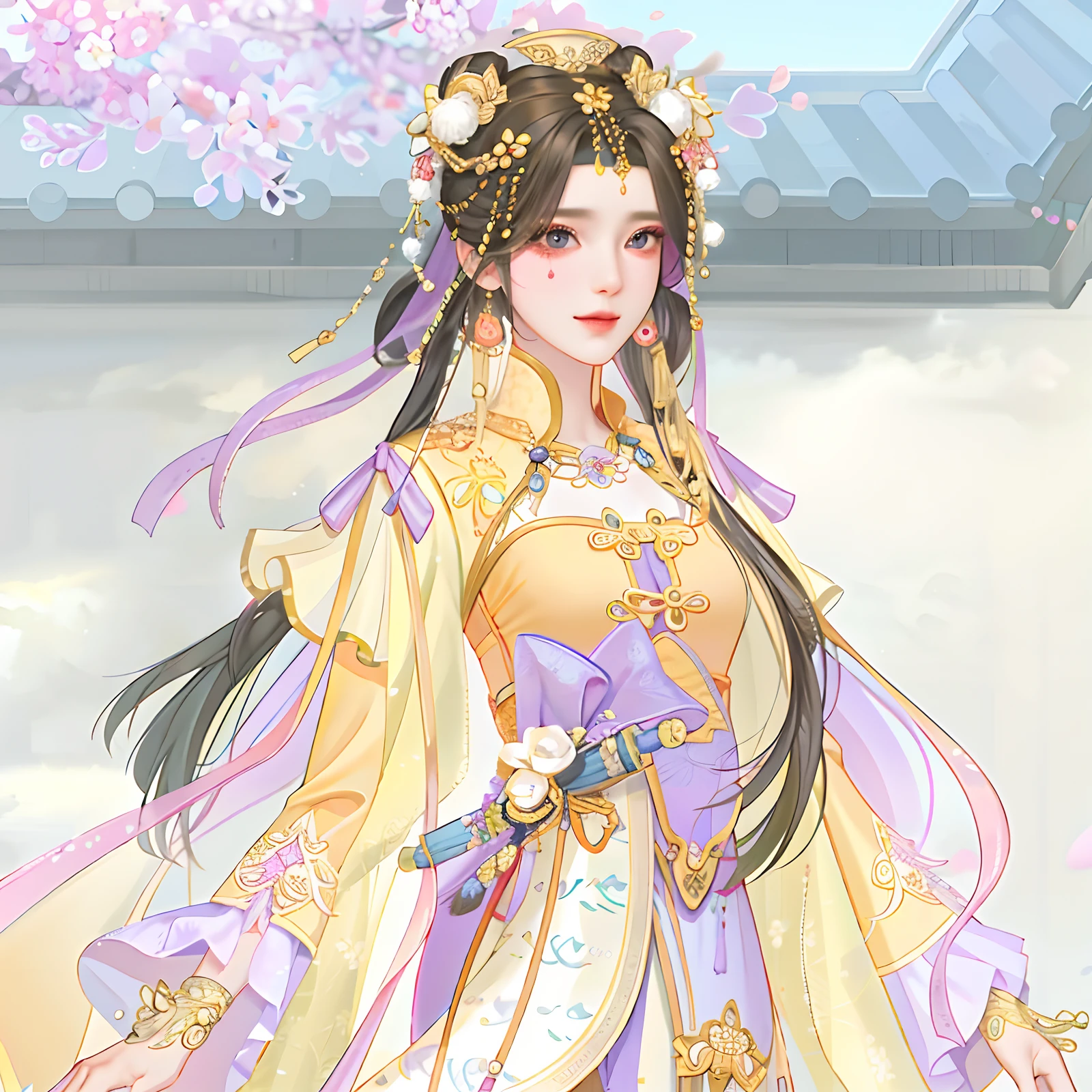 oriental girl,Works of masters,Best picture quality,Higher quality,high detal, 超高分辨率, 8K分辨率, depth of fields, cinematic photogtaphy, intricately details, carefully, meticuloso, glorious, max detail, extreme beautiful, (((1girll, 独奏))), 18yr old, long whitr hair, brunette color hair, white skinned, A picture, tmasterpiece, (Best picture quality), Higher quality, high detal, 超高分辨率, in a panoramic view, Exquisite facial features, s the perfect face