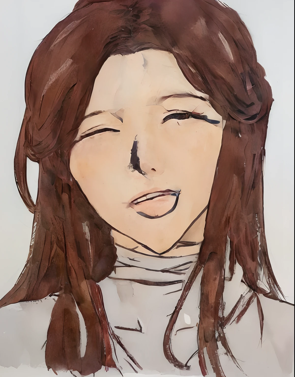 a close up of a drawing of a woman with long hair, inspired by Taiyō Matsumoto, makise kurisu, an anime drawing, anime portrait, Girl with brown hair, kurisu makise, in an anime style, anime character portrait, face anime portrait, Inspired by Itō Shinsui, portrait of anime woman