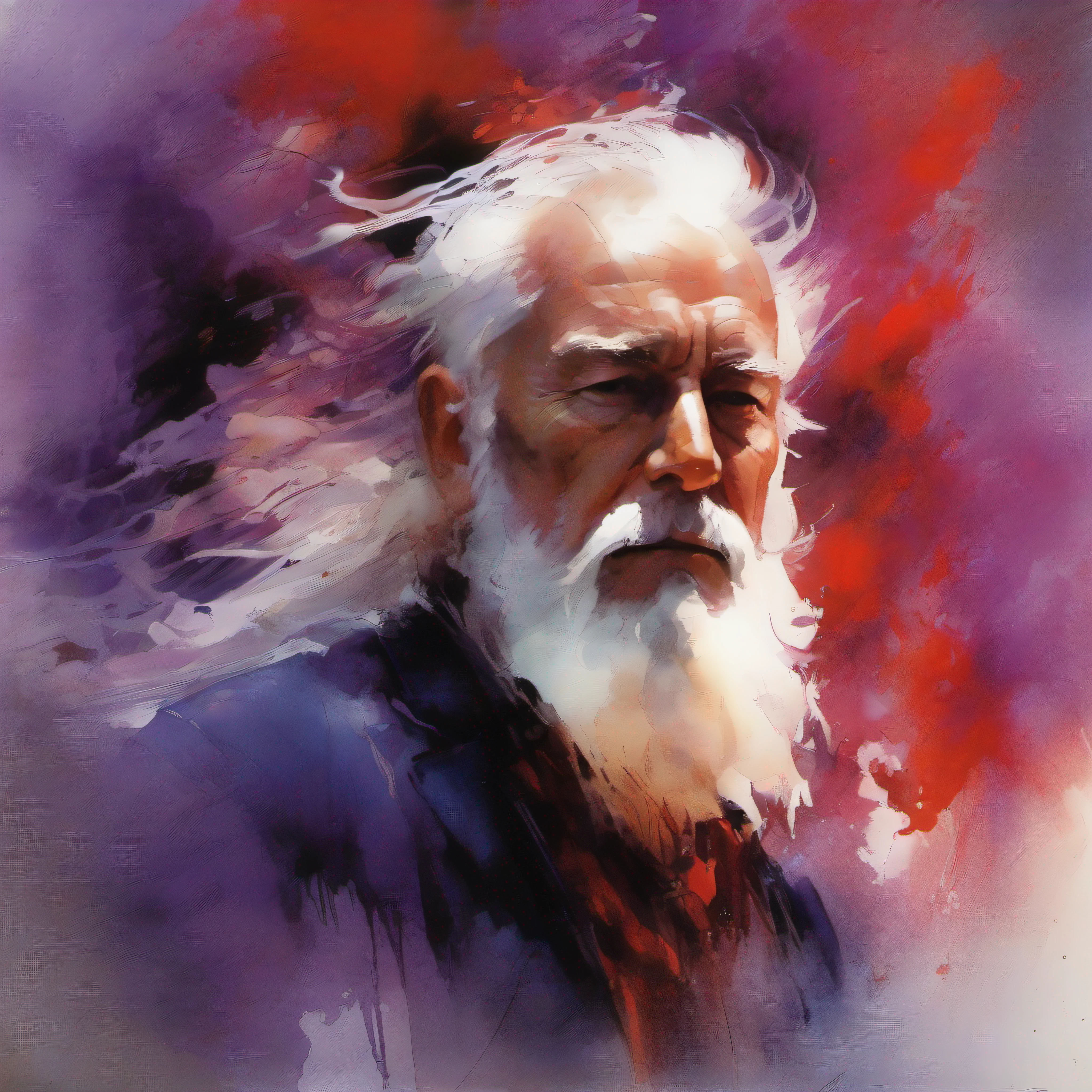 dufkova, 2d, lineart,
1 old wizard with long grey beard casting magic, firestorm, fire hydras, fantasy, high contrast, ink strokes, explosions, over exposure, purple and red tone impression , abstract, ((watercolor painting by John Berkey and Jeremy Mann )) brush strokes, negative space,