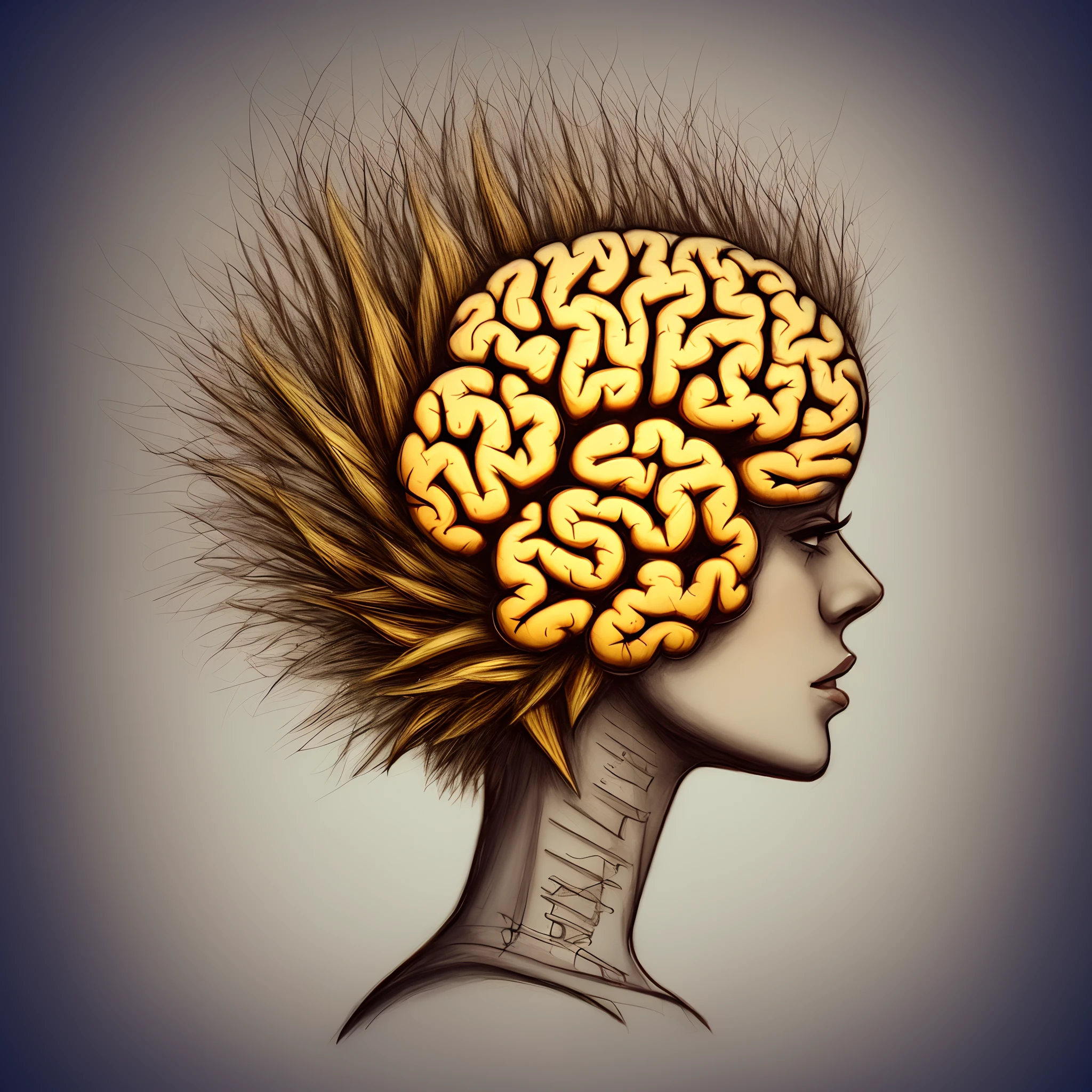 Cute Brain, foto de perfil, desenho animado, fundo amarelo